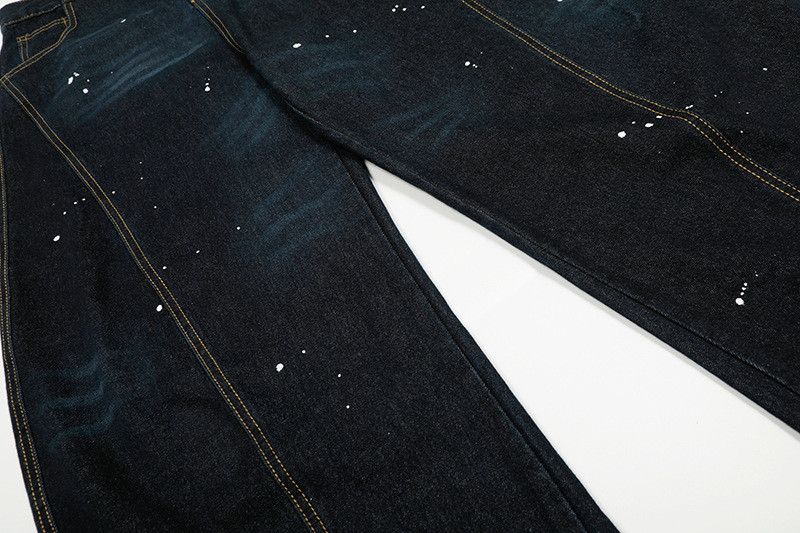 Vintage Retro street ink splatter wash wide-leg jeans loose fit Size US 32 / EU 48 - 4 Thumbnail