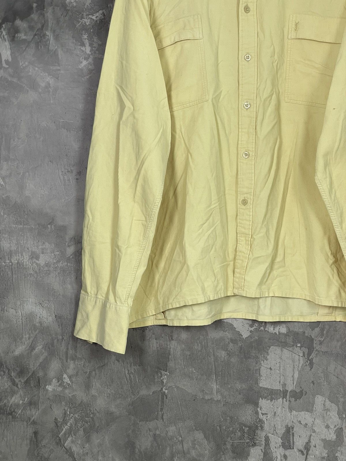 Vintage × Yves Saint Laurent Vintage Y2K YSL Shirt Button Up Yellow Size US XL / EU 56 / 4 - 5 Thumbnail