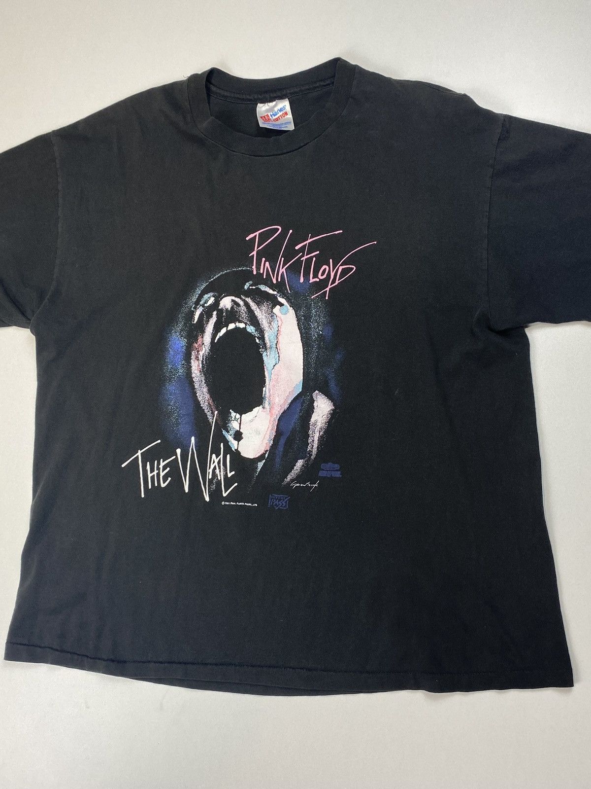 image of Hanes 1982 Pink Floyd The Wall Winterland Tour Tee in Black, Men's (Size XL)