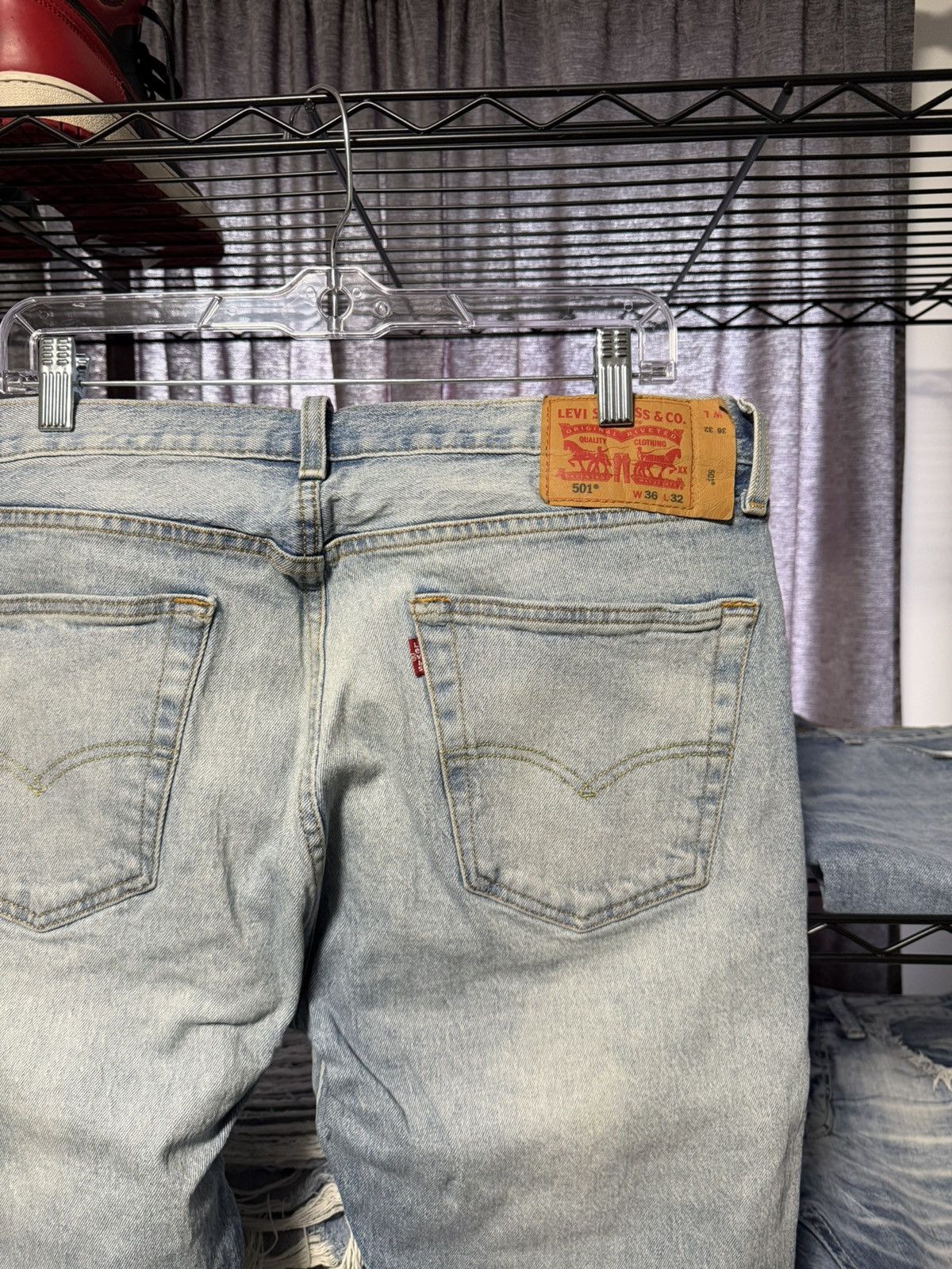 Levi's Levi’s 501 Button Fly Faded Distressed Destroyed Jeans 36x32 Size US 36 / EU 52 - 3 Thumbnail