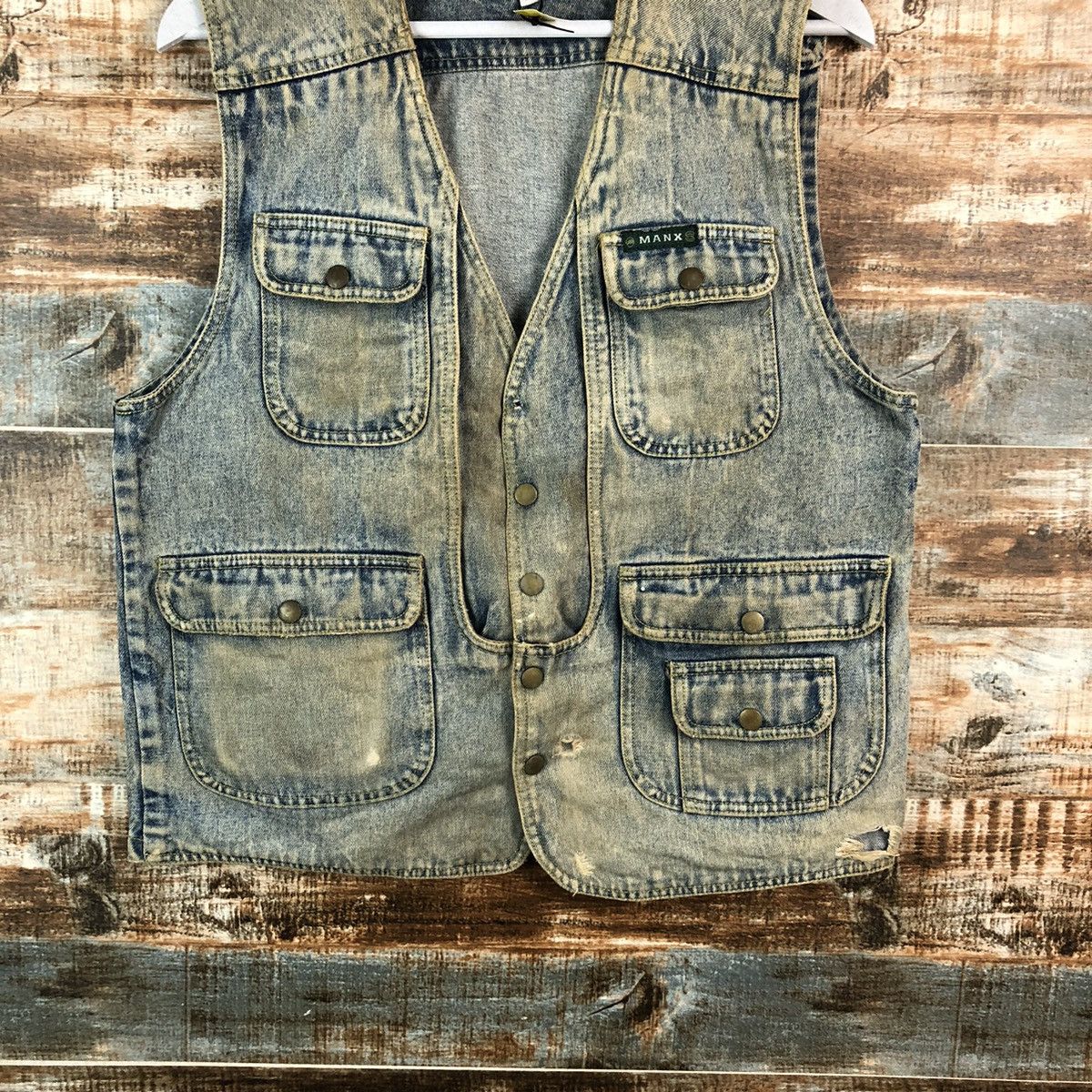 Japanese Brand Manx Blue Denim vintage Jacket Vest #A2511 Size US XL / EU 56 / 4 - 3 Thumbnail