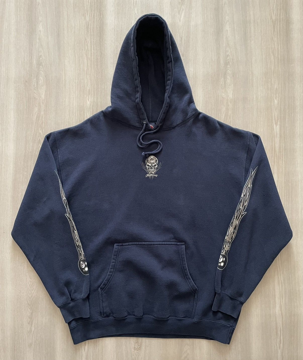Vintage Vintage Y2K Bullhead Skull Flame Eight Ball Hoodie Sz Large Size US L / EU 52-54 / 3 - 3 Thumbnail