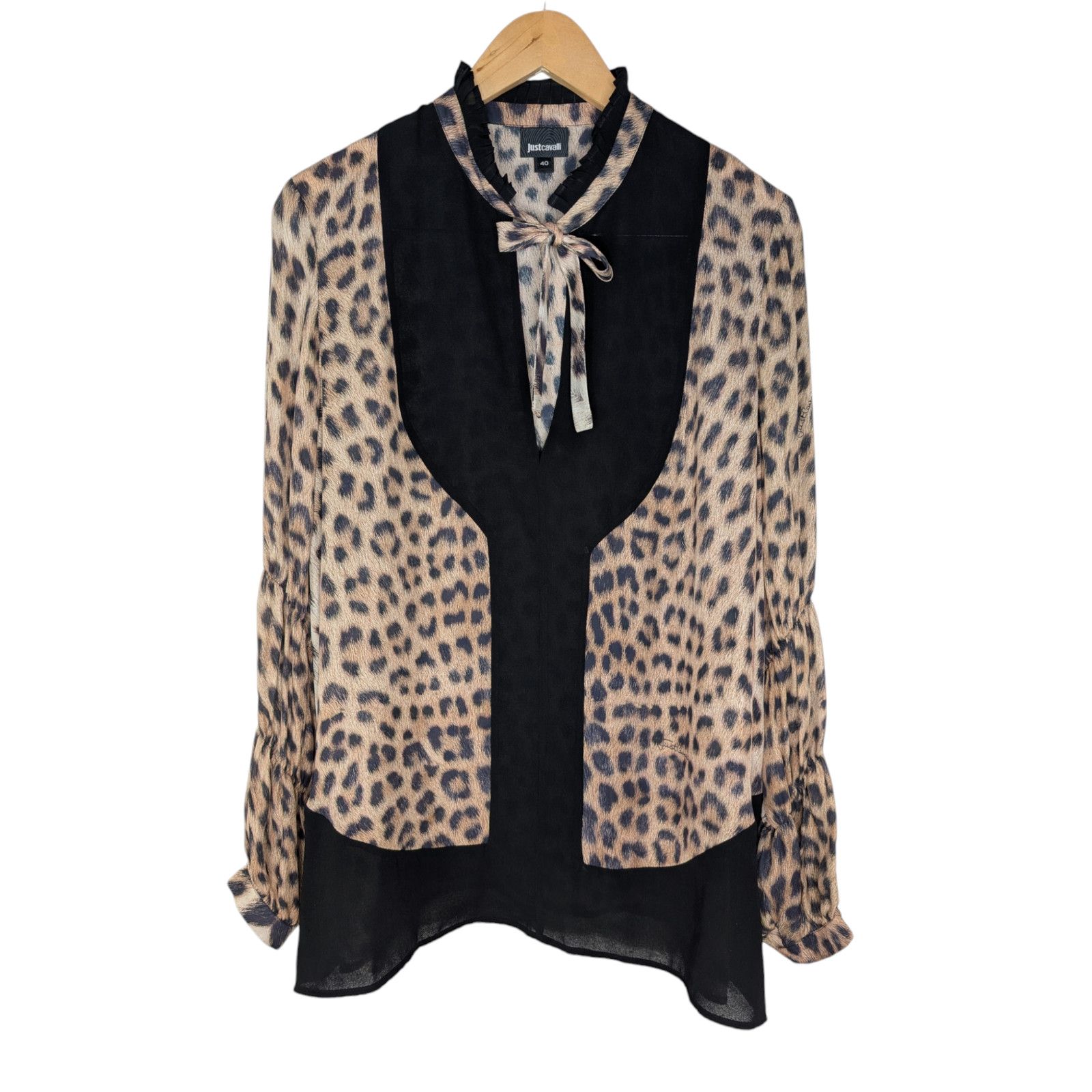 Just Cavalli Just Cavalli Animal Print Leopard Silk Blouse Size S / US 4 / IT 40 - 1 Thumbnail