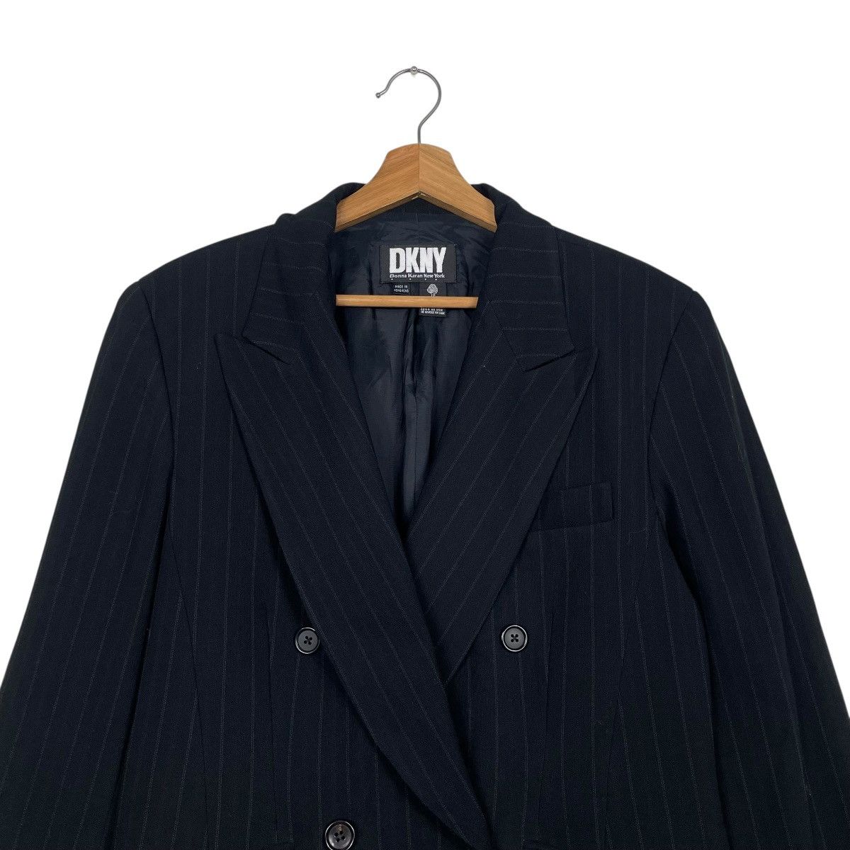 DKNY DKNY Stripe Double Breasted Wool Jacket Size XL / US 12-14 / IT 48-50 - 2 Thumbnail