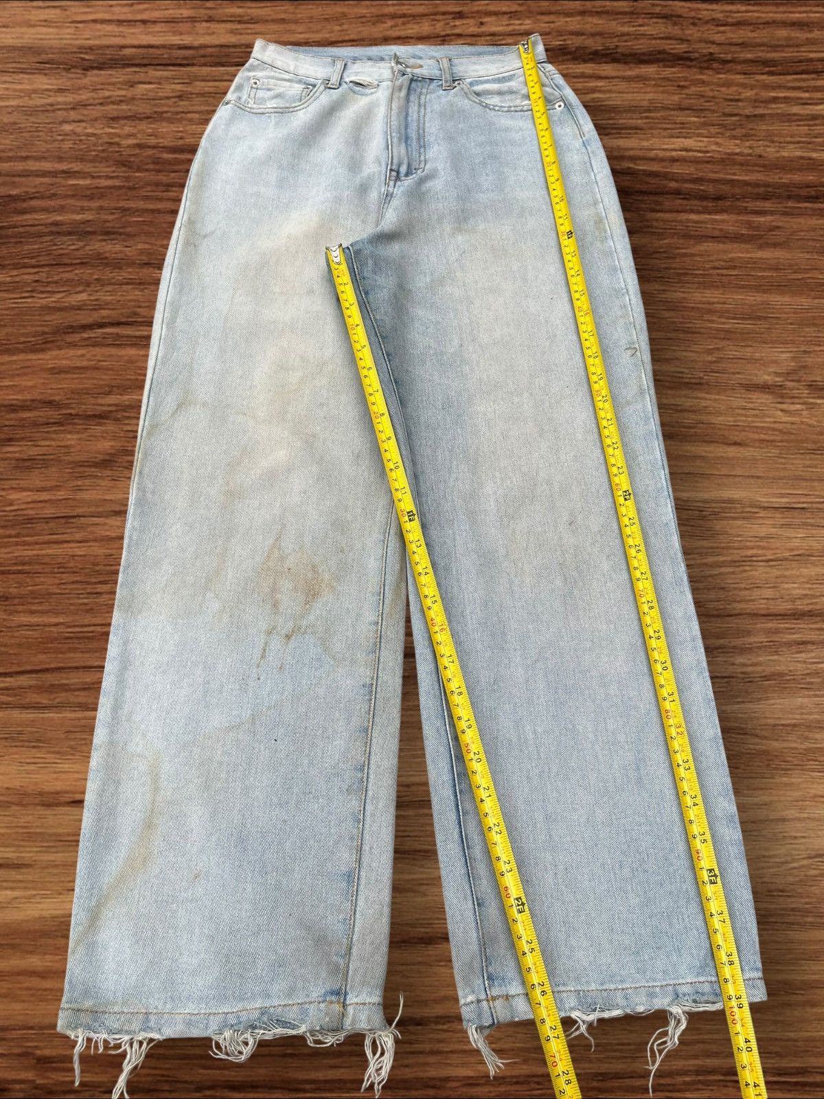 Zara Vintage Light Blue Dirty Washed Frayed Straight Leg Jeans Size 26" / US 2 / IT 38 - 9 Thumbnail