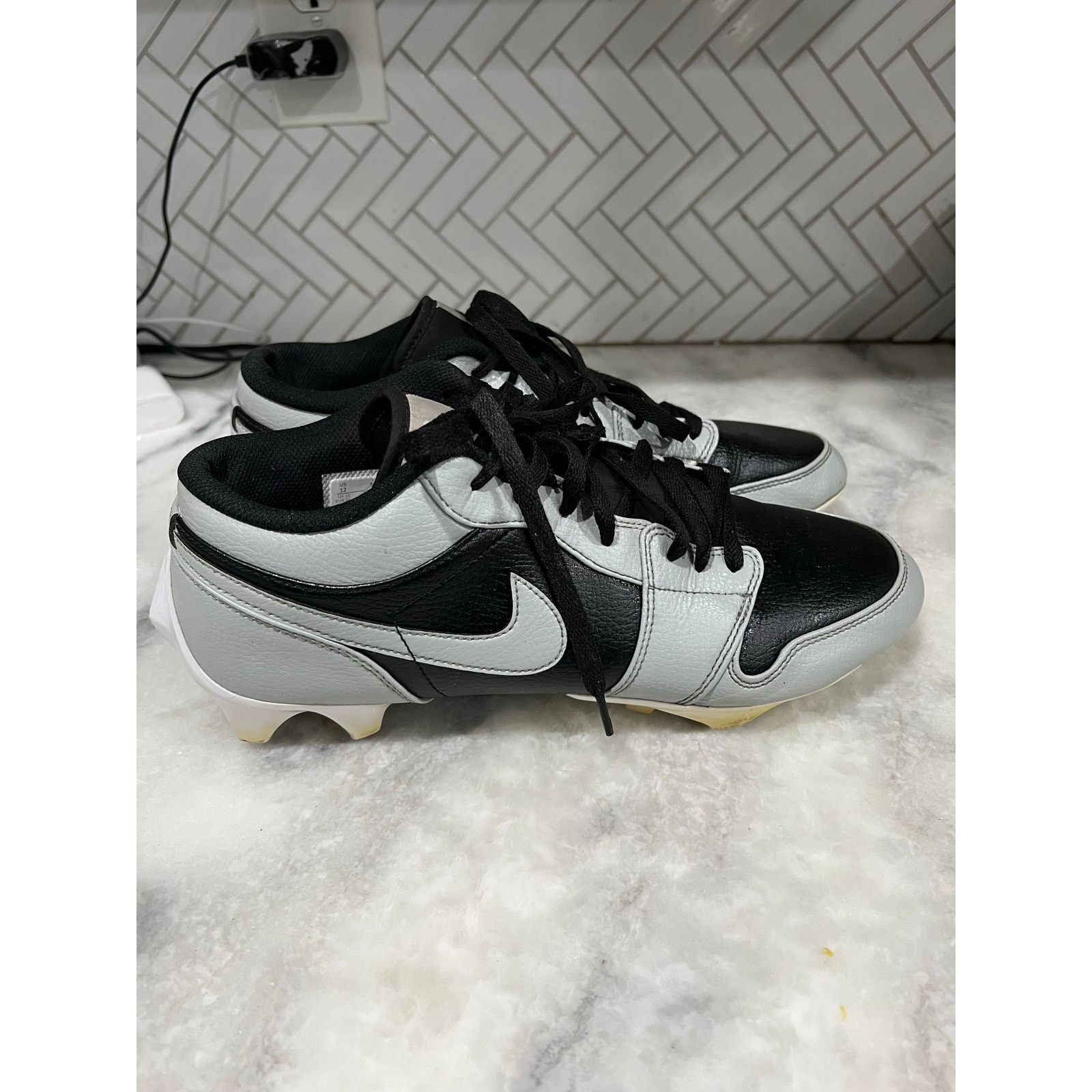 Jordan Brand Nike Jordan 1 TD Football Cleats FJ6245-002 Black White Gray Size US 12 / EU 45 - 1 Thumbnail