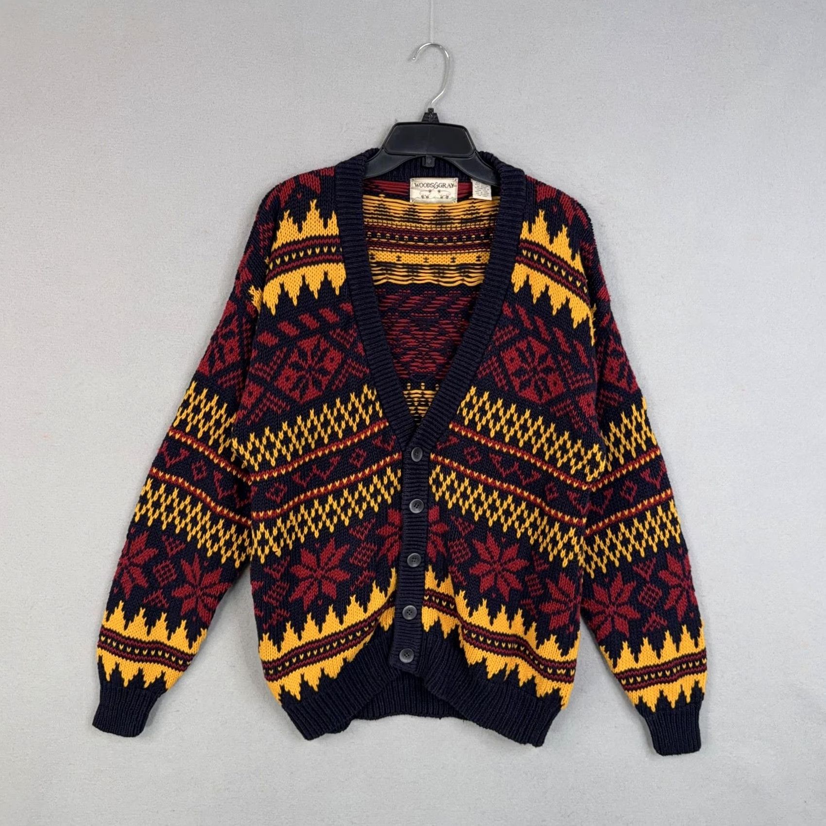Vintage VINTAGE Woods & Gray Cardigan Sweater Mens M Navy Fair Isle Holiday 90s Mens Size US M / EU 48-50 / 2 - 2 Thumbnail