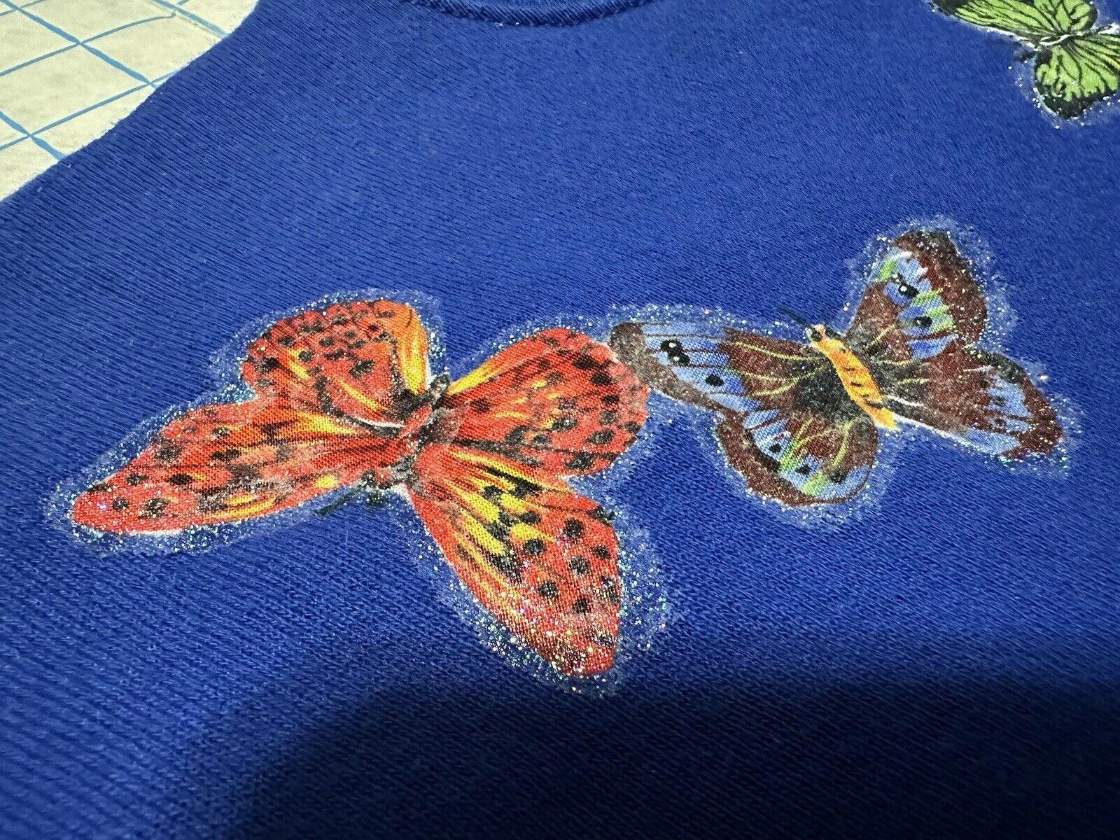 Designer Vintage Butterfly Sweatshirt Crewneck Blue Adult Large Size L / US 10 / IT 46 - 11 Thumbnail