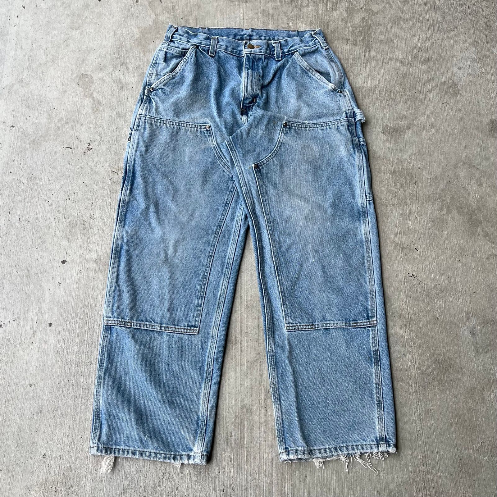 Vintage zx vintage denim double knee carpenter Stain paint pants