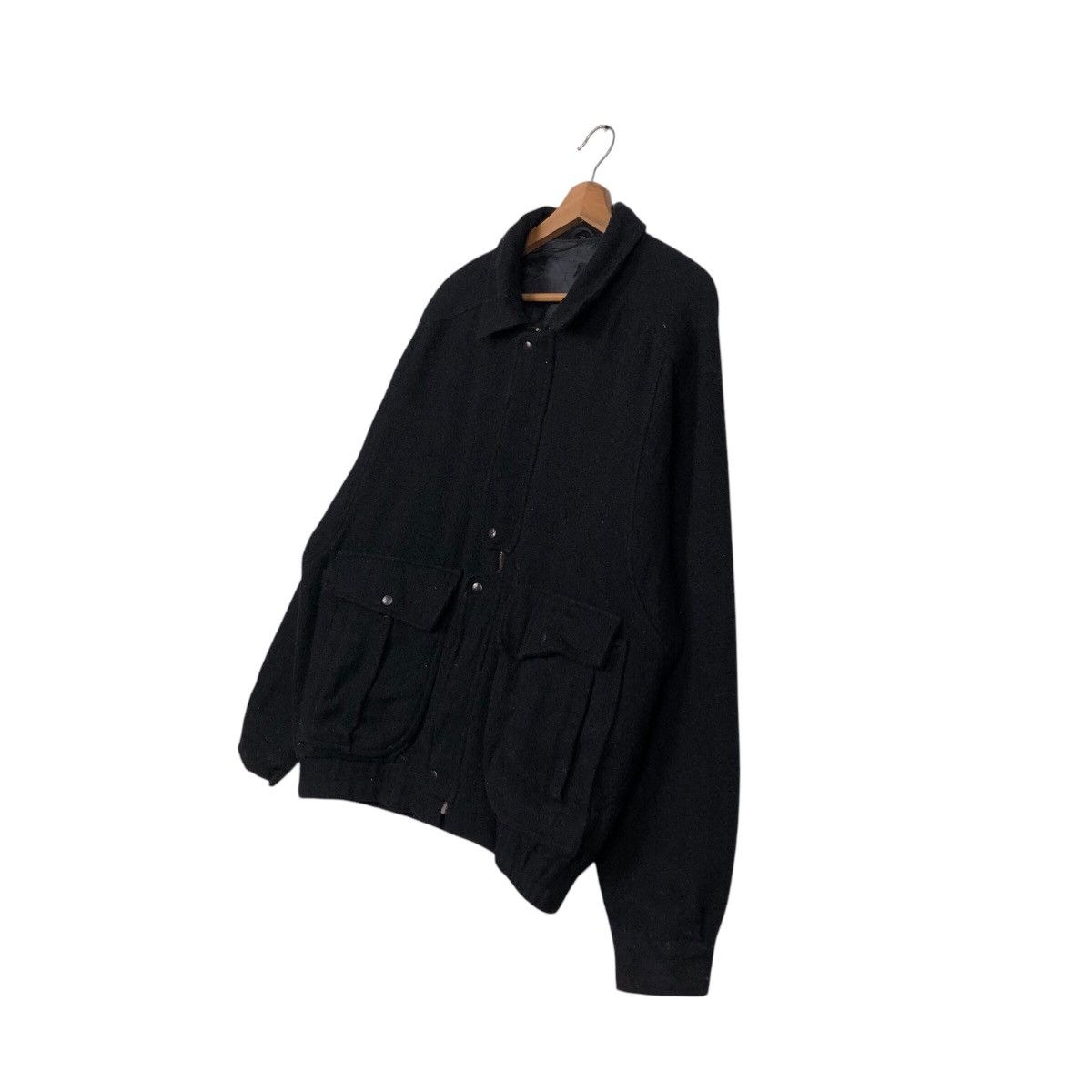 Japanese Brand Rich Black Vintage Wool Bomber Jacket Unbrandd Issey Miyake Size US L / EU 52-54 / 3 - 3 Thumbnail