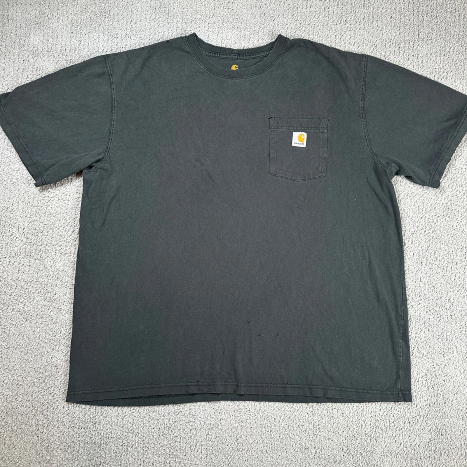 Carhartt Carhartt K87 Distressed Pocket T Shirt Men 2XL Black Faded Size US XL / EU 56 / 4 - 1 Thumbnail