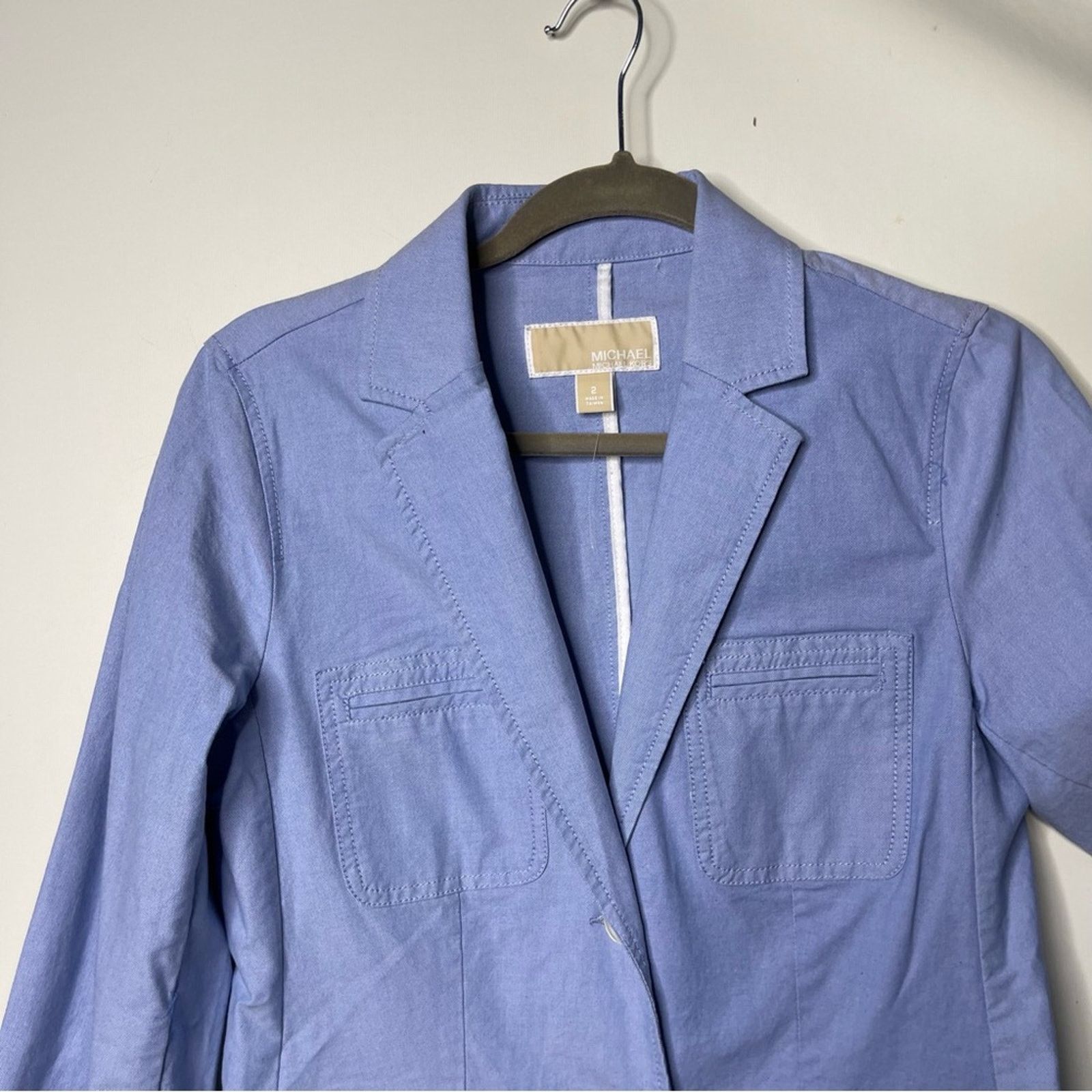 Michael Kors Michael Michael Kors light blue cotton button front blazer Size XS / US 0-2 / IT 36-38 - 2 Thumbnail