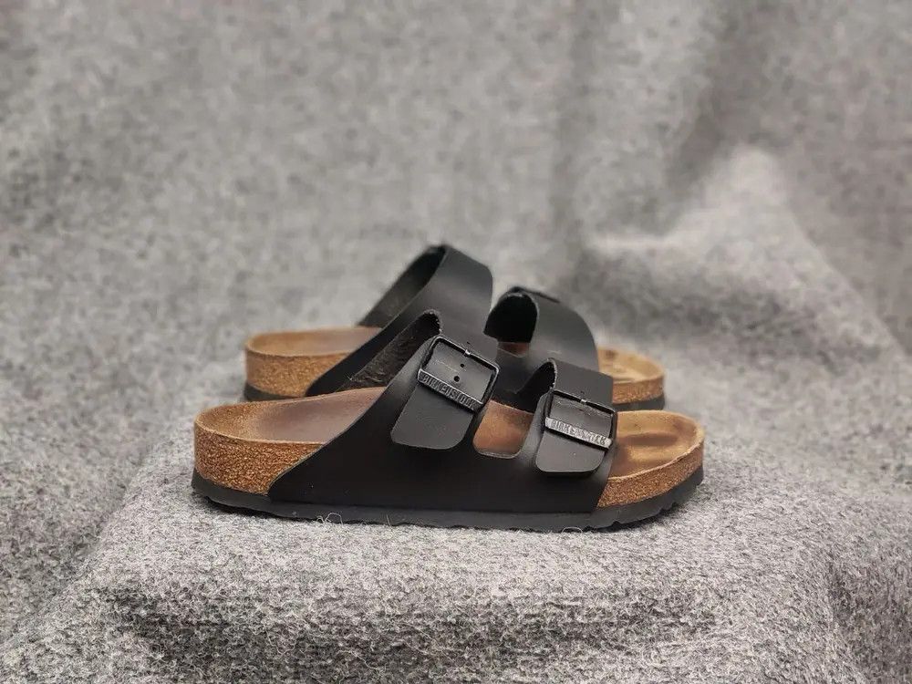 Birkenstock Arizona Leather Black Sandals Unisex Shoes, Men's (Size 6)