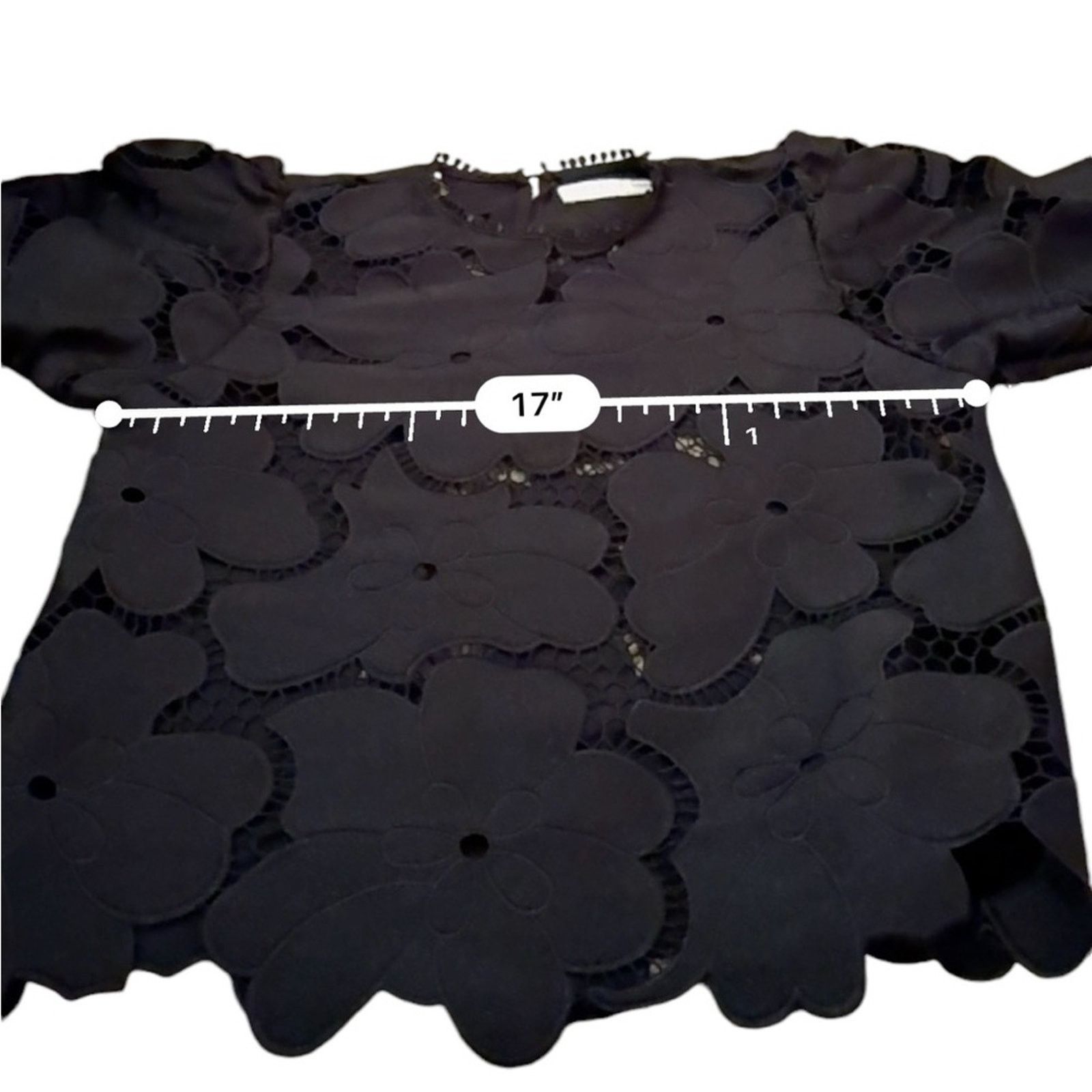 Hunter Bell Hunter Bell Peyton Puff Sleeve Black Floral Embroidered Top Size XS / US 0-2 / IT 36-38 - 7 Thumbnail
