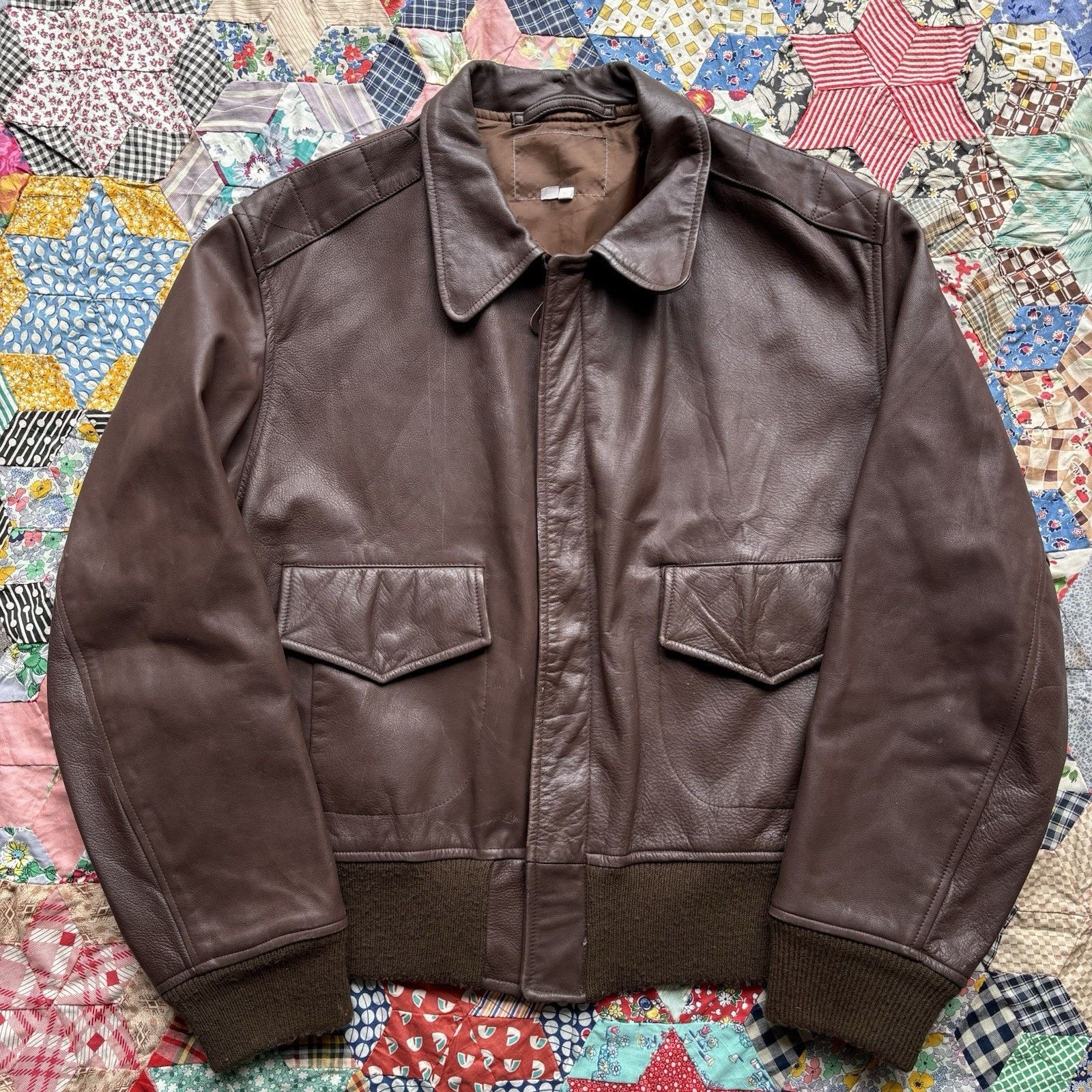 Sears Vintage 1980s Leather Flight Jacket Size US L / EU 52-54 / 3 - 1 Thumbnail