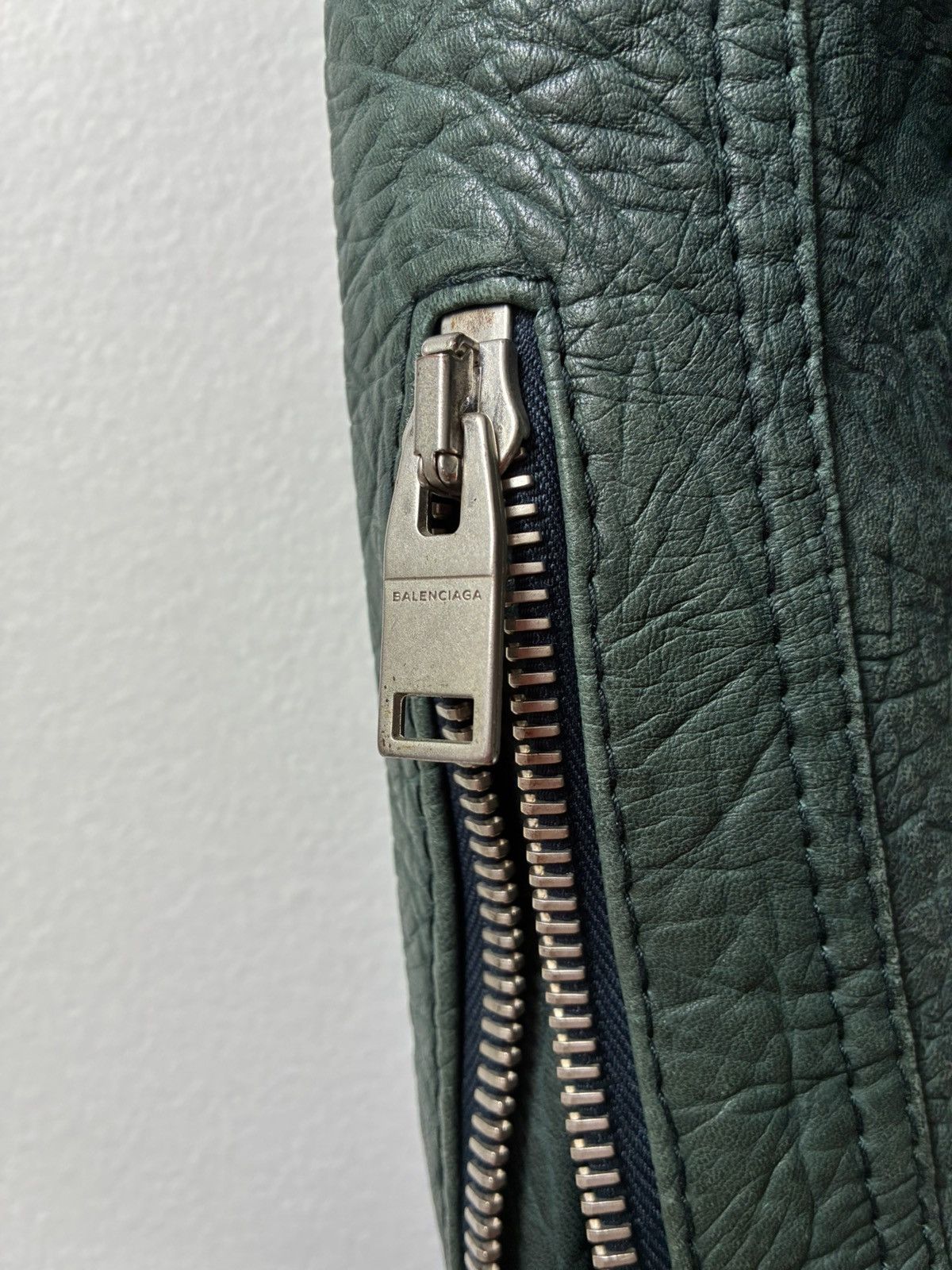Balenciaga Balenciaga AW2014 Green Lamb Leather Biker Jacket Size US S / EU 44-46 / 1 - 9 Thumbnail