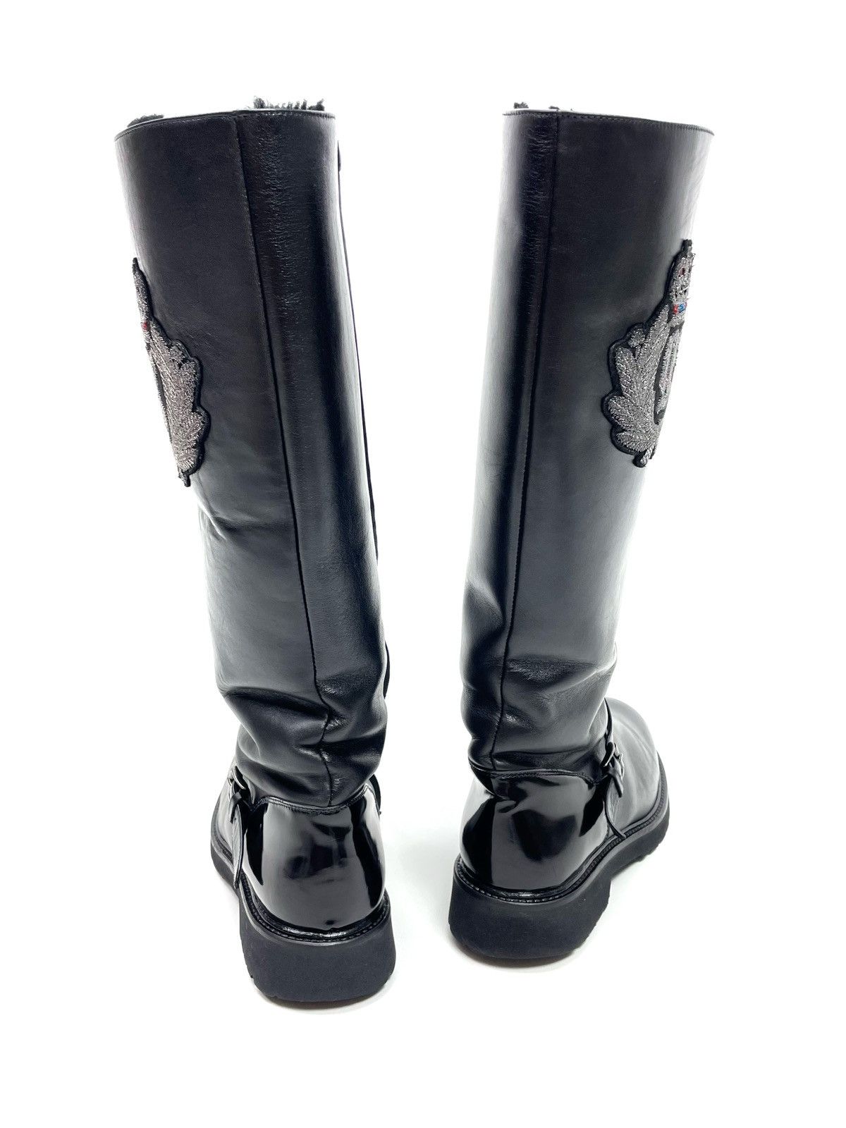 John Galliano John Galliano Embroidered Crest Leather Engineer Boots Size US 6 / IT 36 - 7 Thumbnail