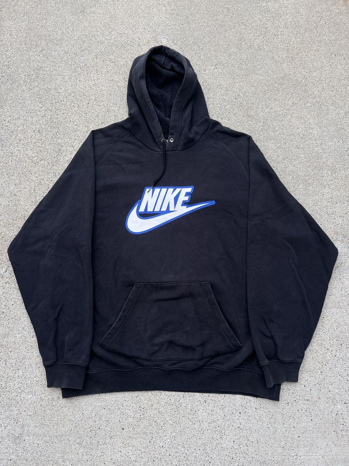 Nike 2006 Nike Black/Blue Solo Swoosh Pull Over Hoodie Size US XL / EU 56 / 4 - 1 Thumbnail