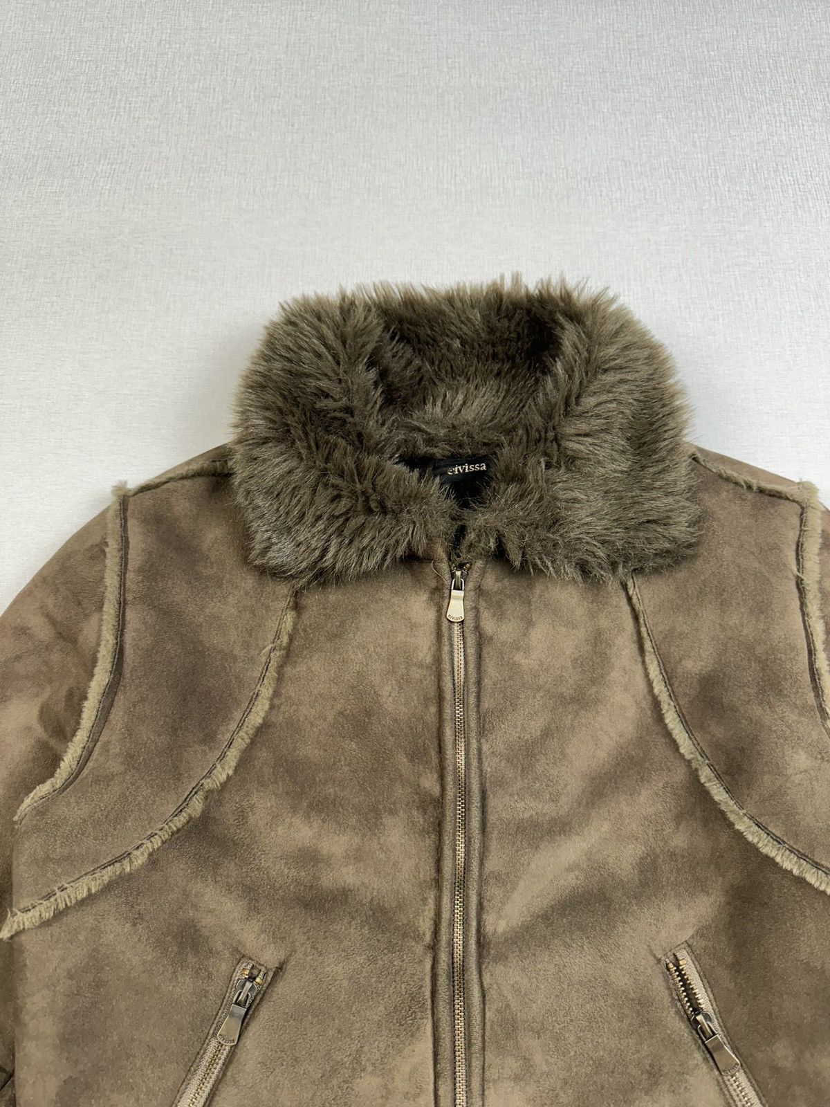 Japanese Brand Evissa fur faux details vintage cropped women’s jacket Size L / US 10 / IT 46 - 3 Thumbnail