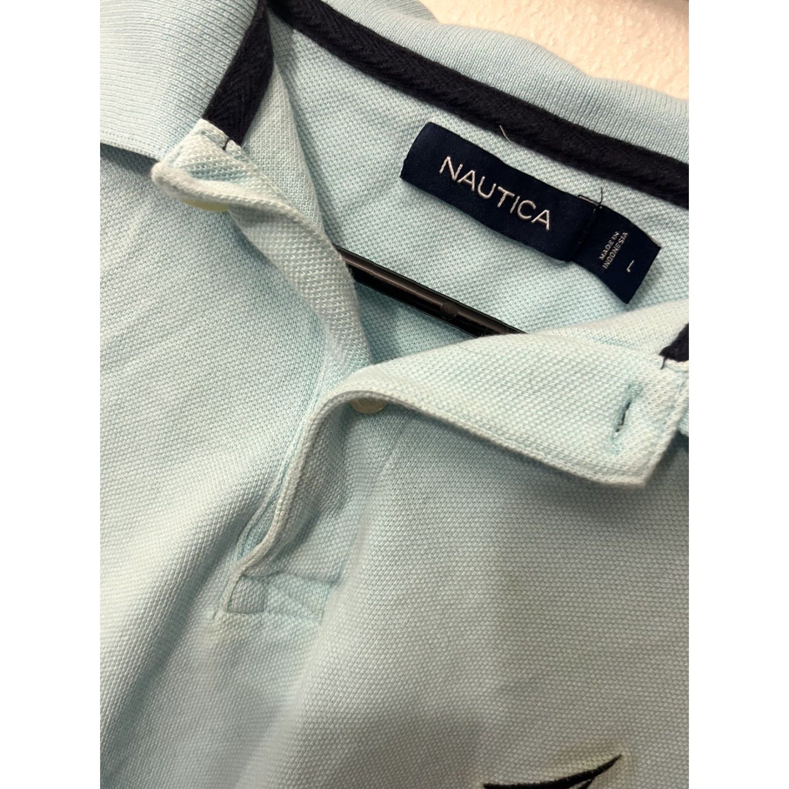 Nautica Nautica Polo Shirt Cotton Short Sleeve Light Blue Striped Classic Golf Boating Logo Mens Large color Blue Size Large Regular Fit N/A Size US L / EU 52-54 / 3 - 2 Thumbnail