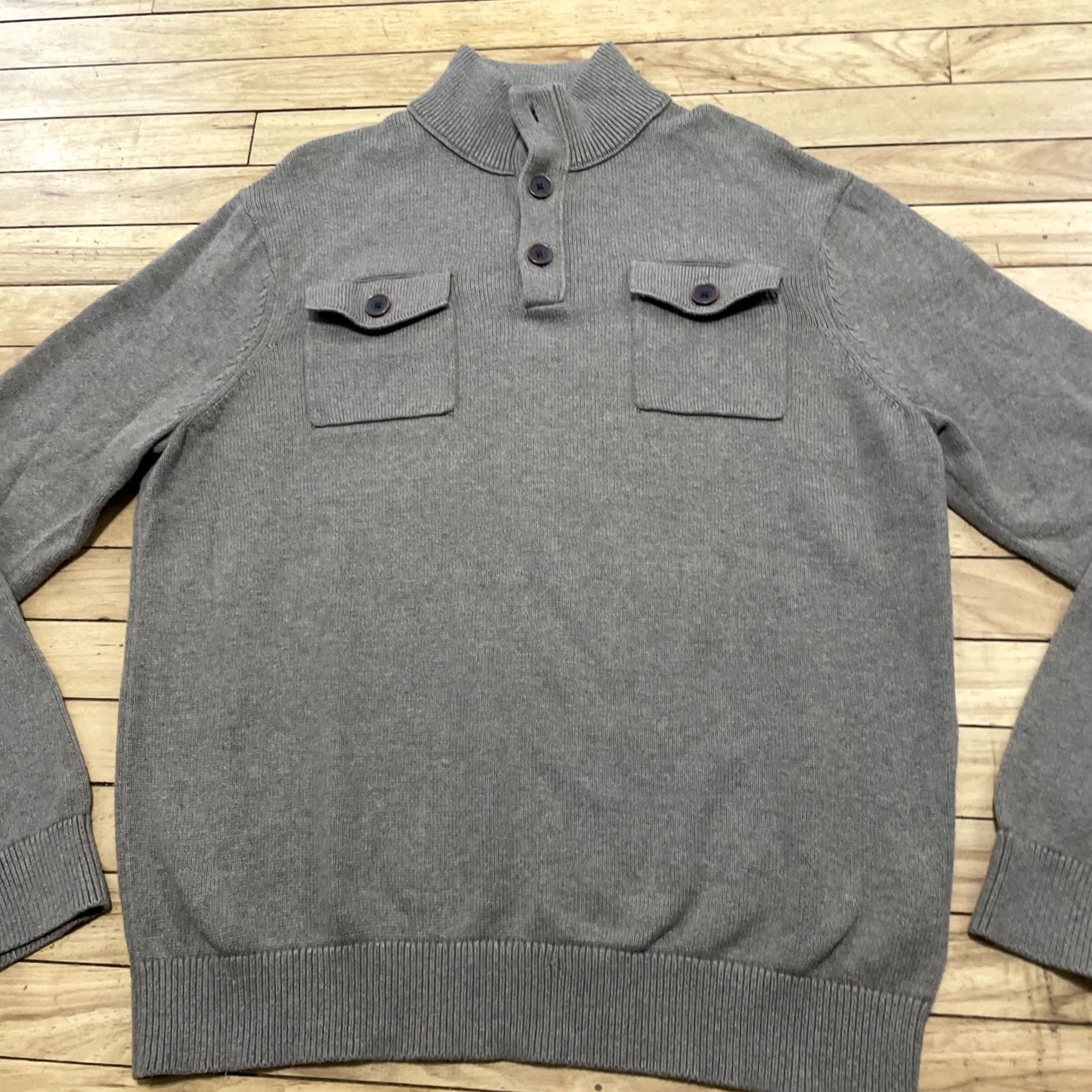 Banana Republic Banana Republic Sweater Men XL Military Henley Gray Brown Chunky-Knit Pullover Shirt Casual Size US XL / EU 56 / 4 - 3 Thumbnail