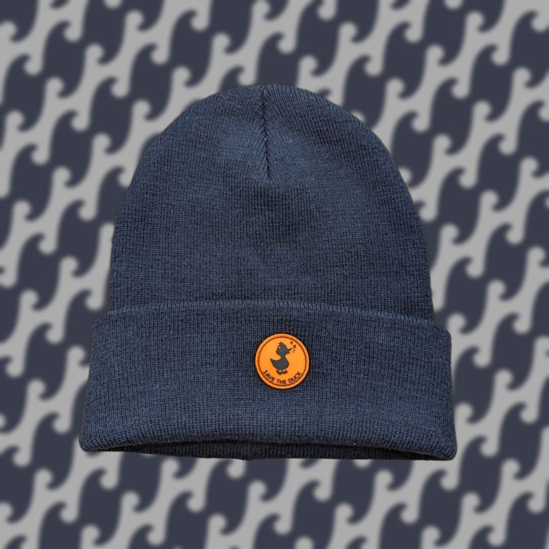 Save The Duck Save the Duck Beanie Hat One Size Cuffed Stretch Marine Blue Unisex Adults Knit Acrylic Beanie Size ONE SIZE - 1 Thumbnail