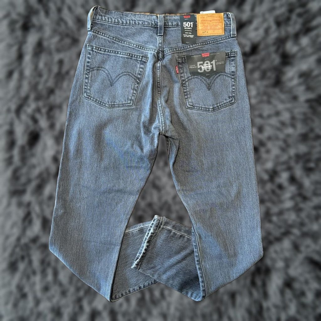 Levi's Levi's 501 Skinny High Rise Button Fly Jeans Womens 27x28 Faded Black Gray Size 27" / US 4 / IT 40 - 1 Thumbnail