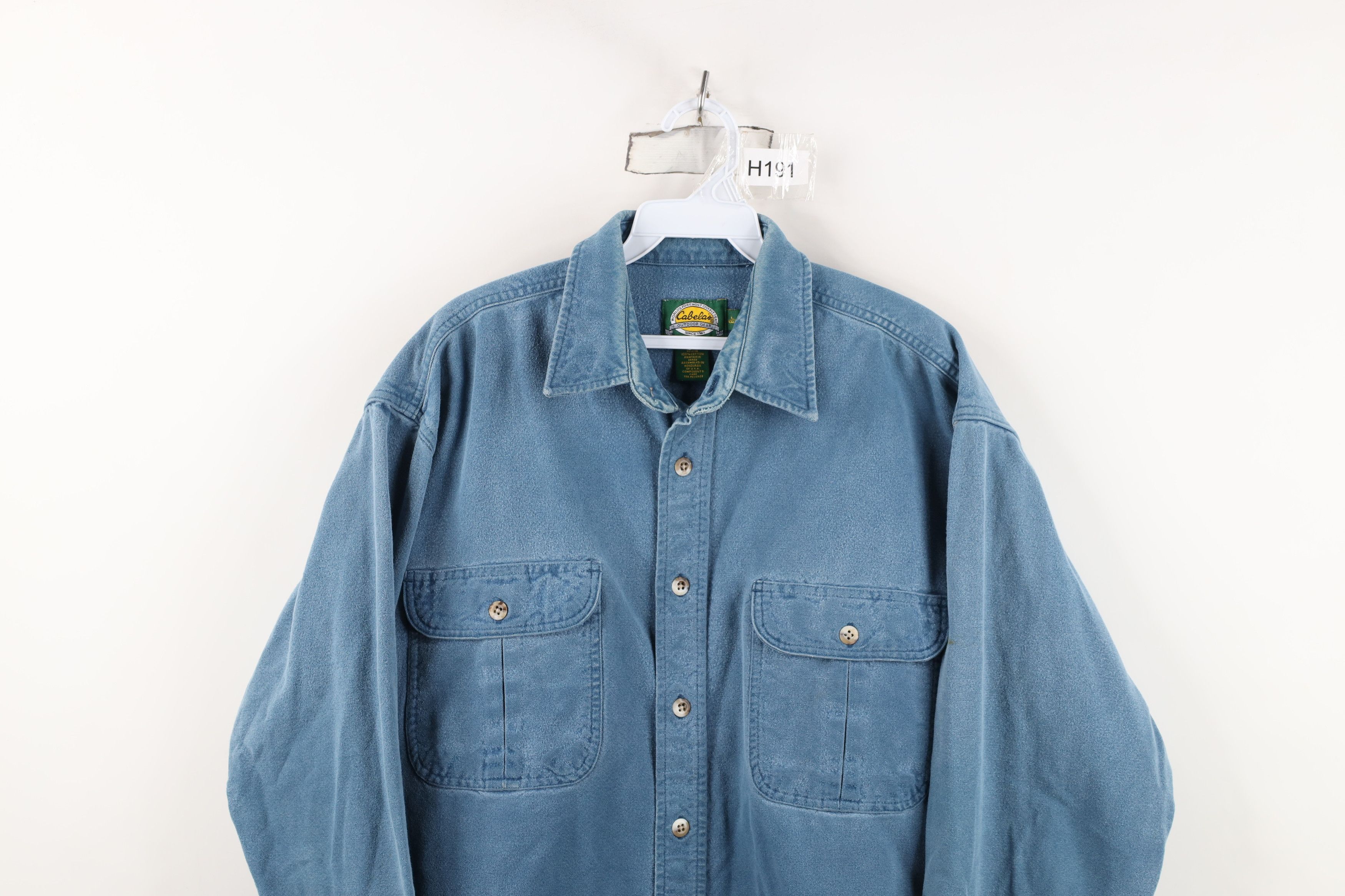 Cabelas Vintage 90s Cabelas Chamois Cloth Button Shirt Blue Size US L / EU 52-54 / 3 - 2 Thumbnail