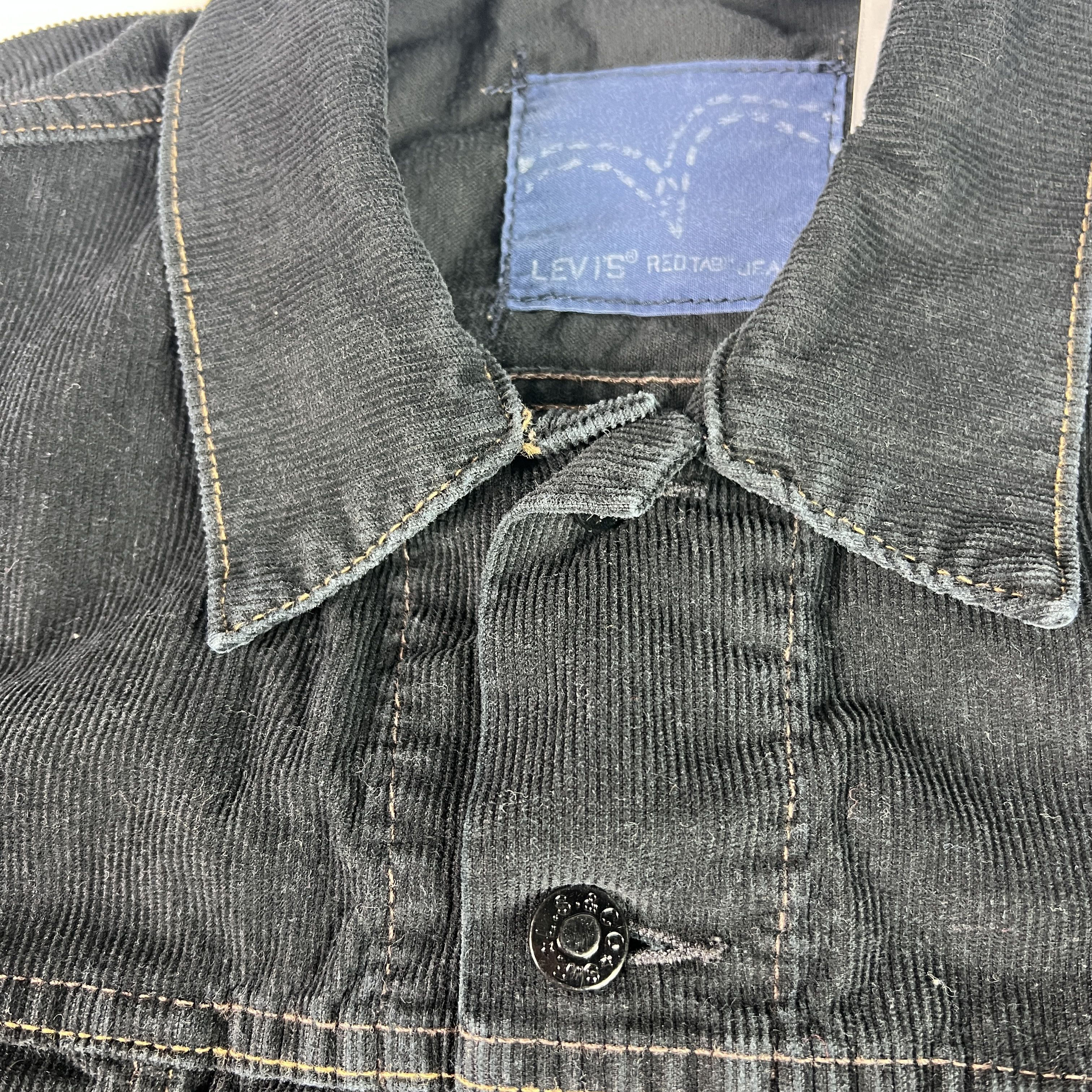 Levi's Y2K Levi's Corduroy Jacket Slim Black Button Up Trucker Size L / US 10 / IT 46 - 7 Thumbnail