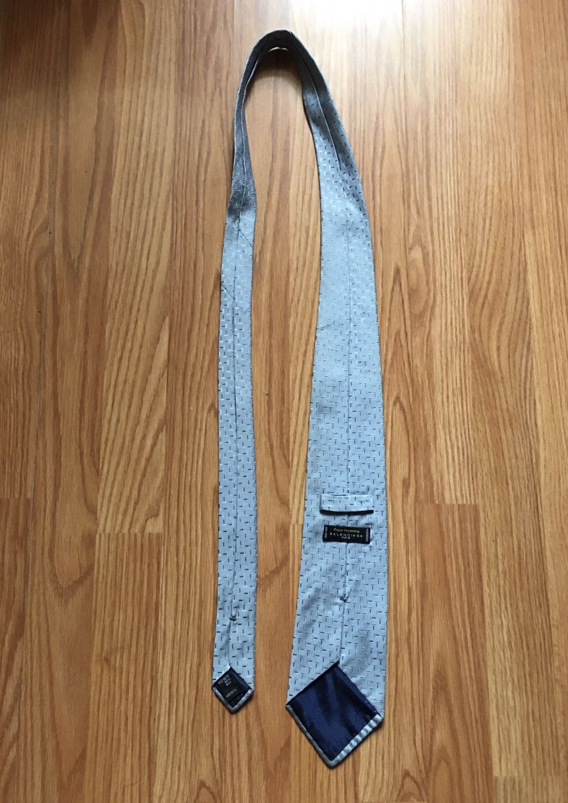 Balenciaga BALENCIAGA Pour Homme Blue Logo Silk Mens Tie Size ONE SIZE - 8 Thumbnail