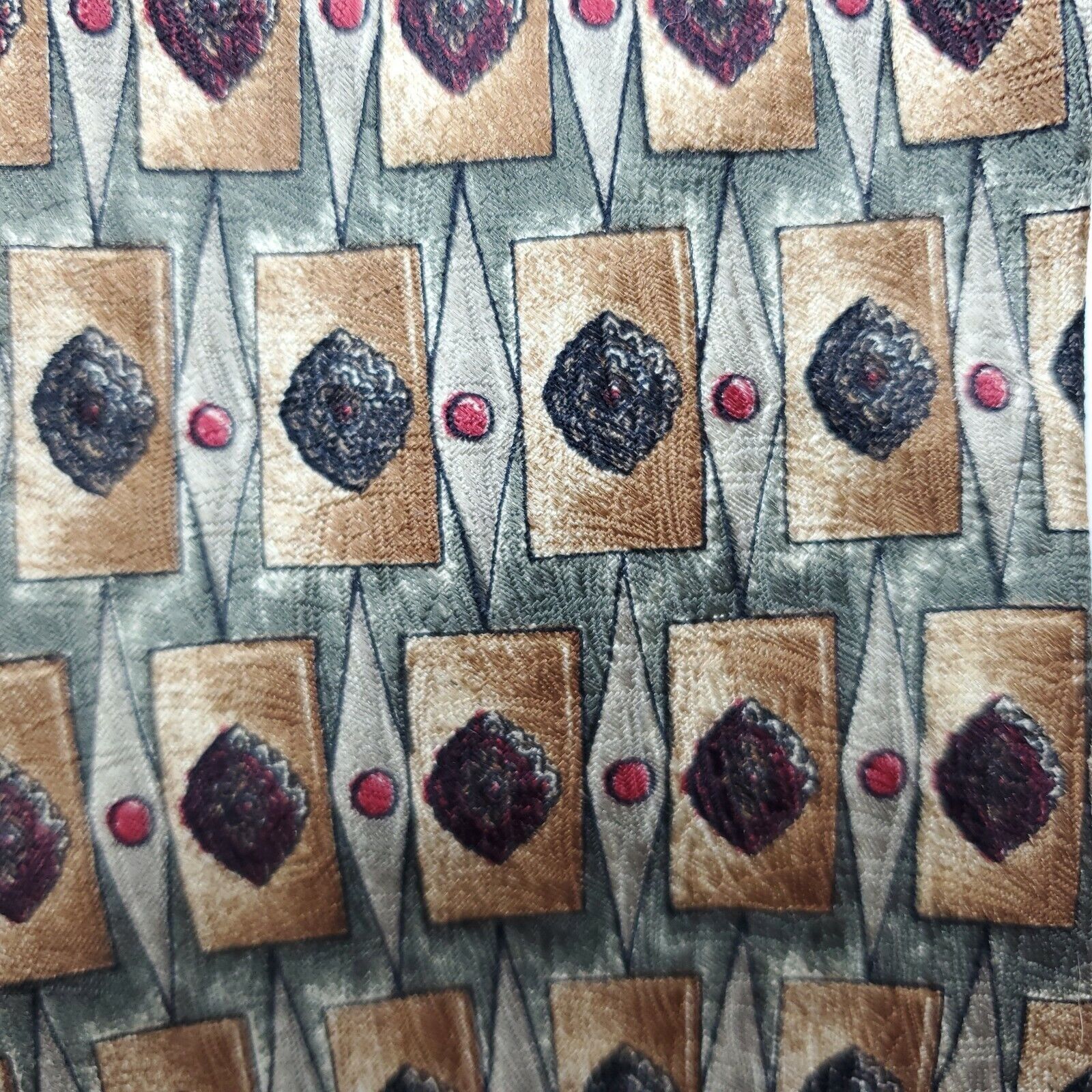 Alexander Julian Colours Alexander Julian Geometric Green Silk Tie Short Wide Size ONE SIZE - 2 Thumbnail