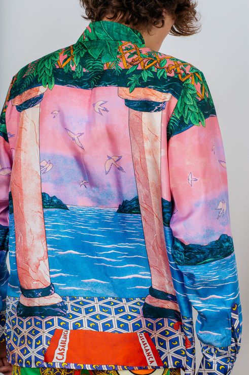 Casablanca Debut Runway (2019 Archive) Moca Sunset Silk Shirt Size US L / EU 52-54 / 3 - 3 Thumbnail