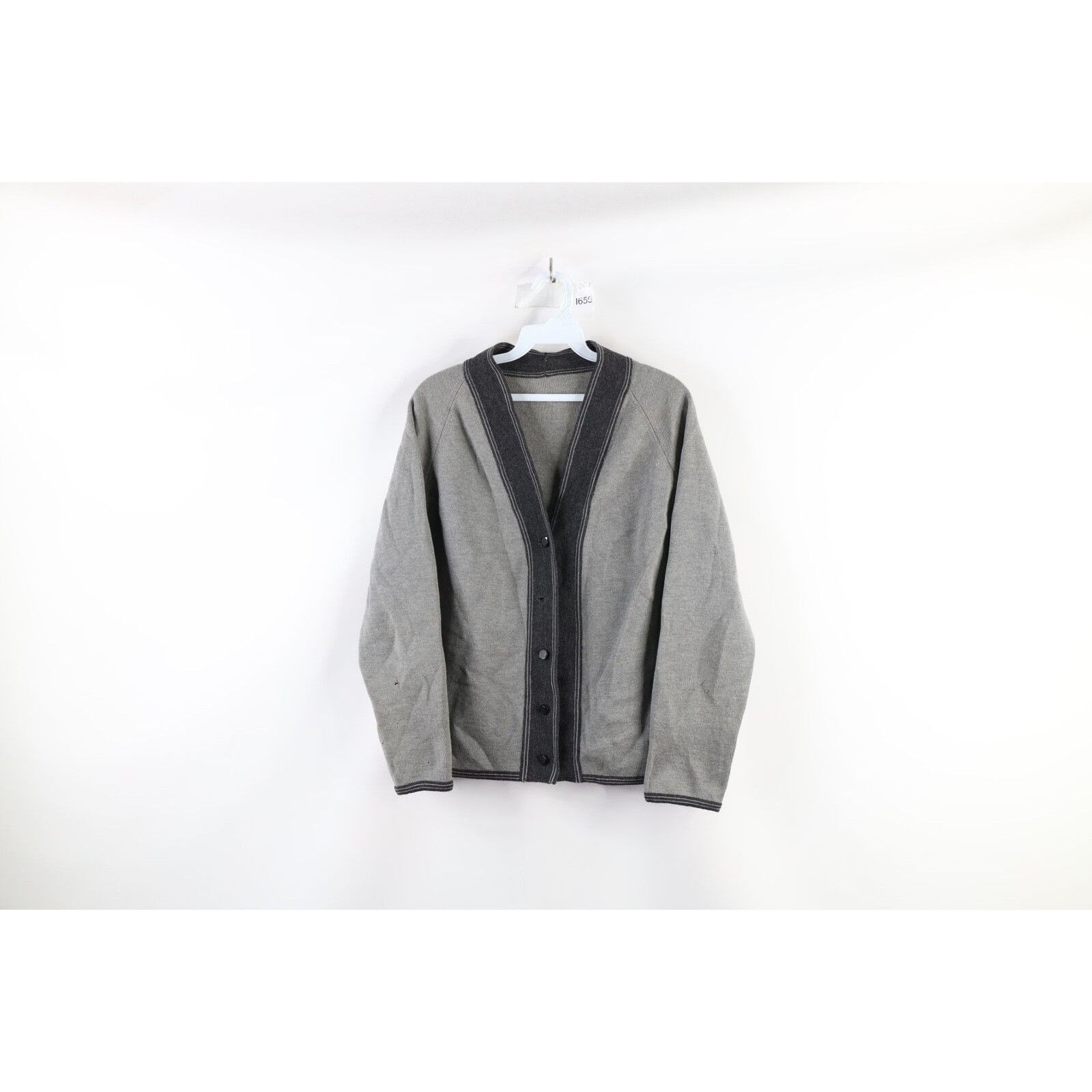 Vintage 50s Rockabilly Thrashed Wool Knit Cardigan Sweater