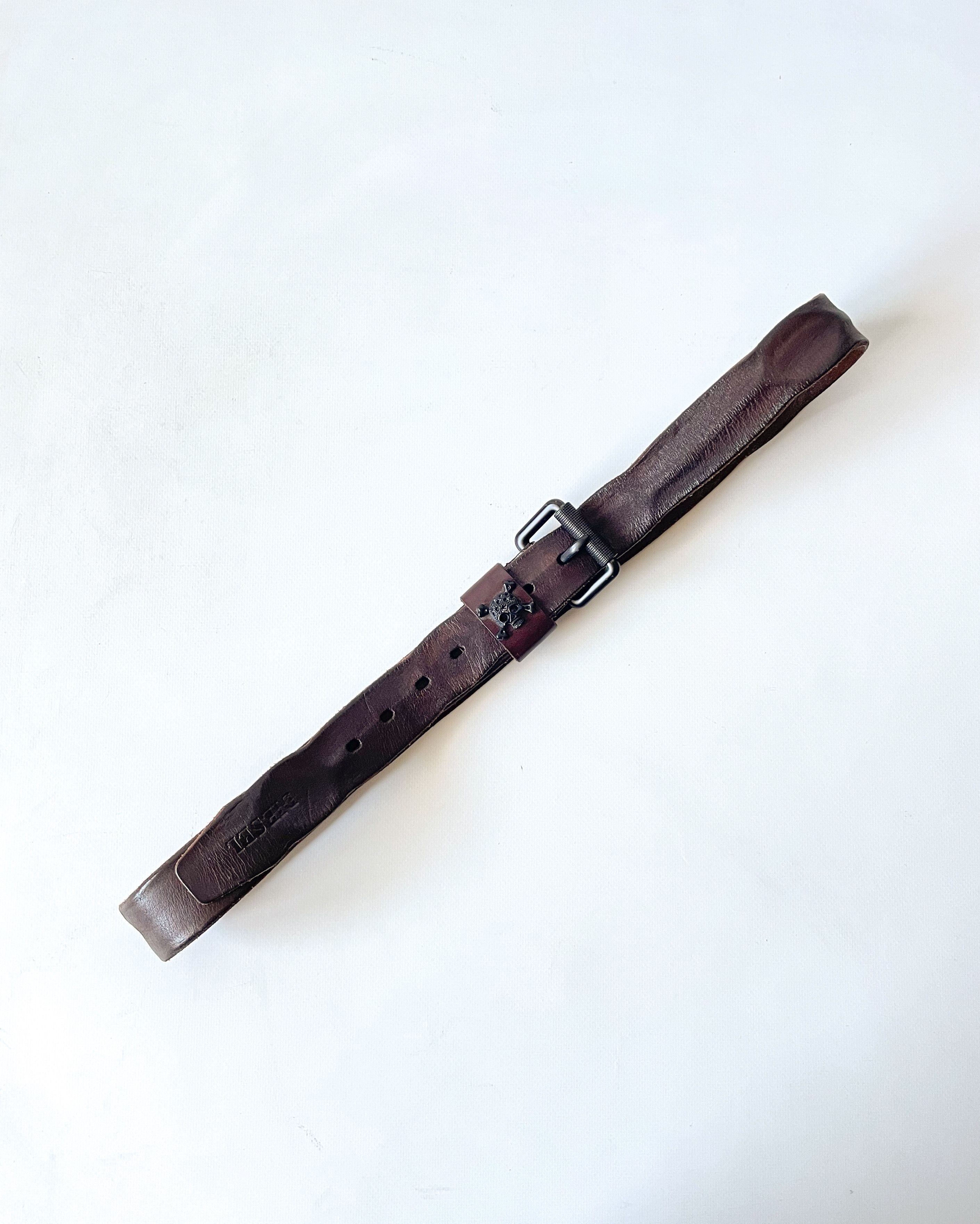 Diesel Diesel Brown Leather Belt Skull Buckle Detail Size 42 - 6 Thumbnail