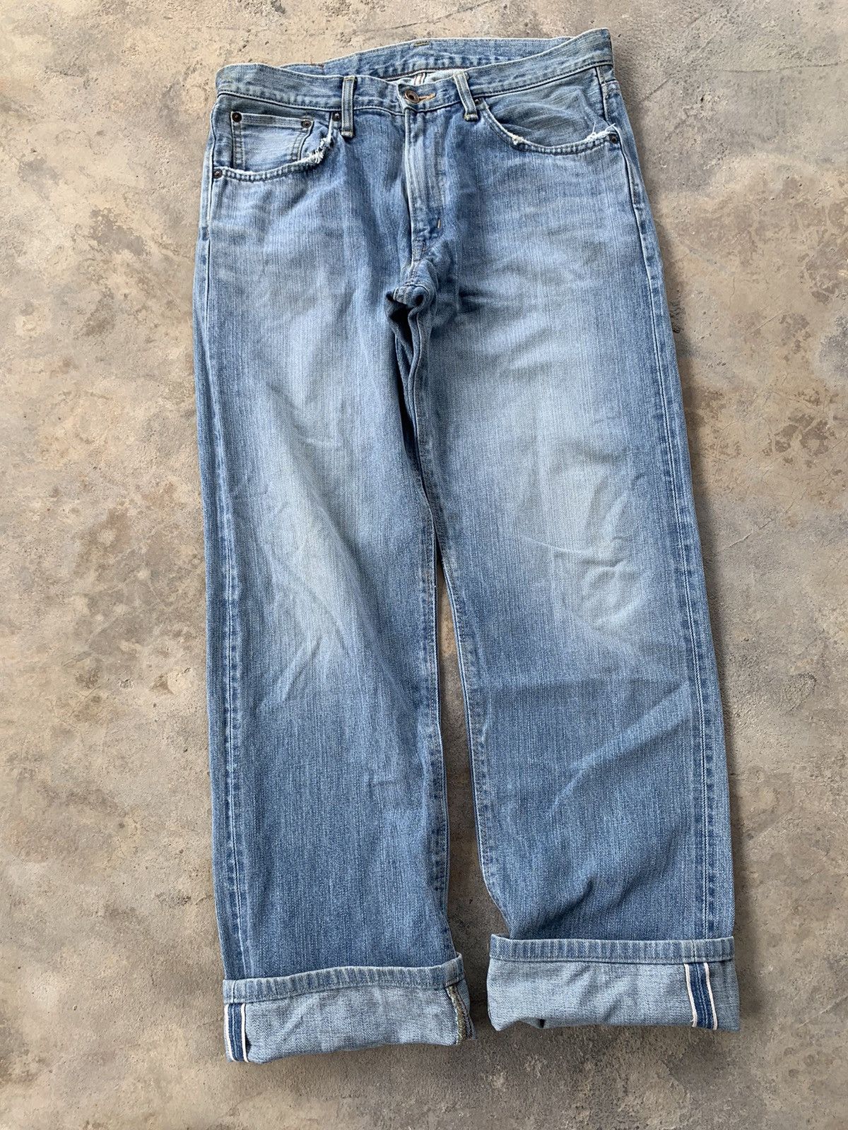 Edwin × Japanese Brand × Vintage Vintage Edwin 505zx Selvedge Distressed Denim Size US 33 - 14 Thumbnail