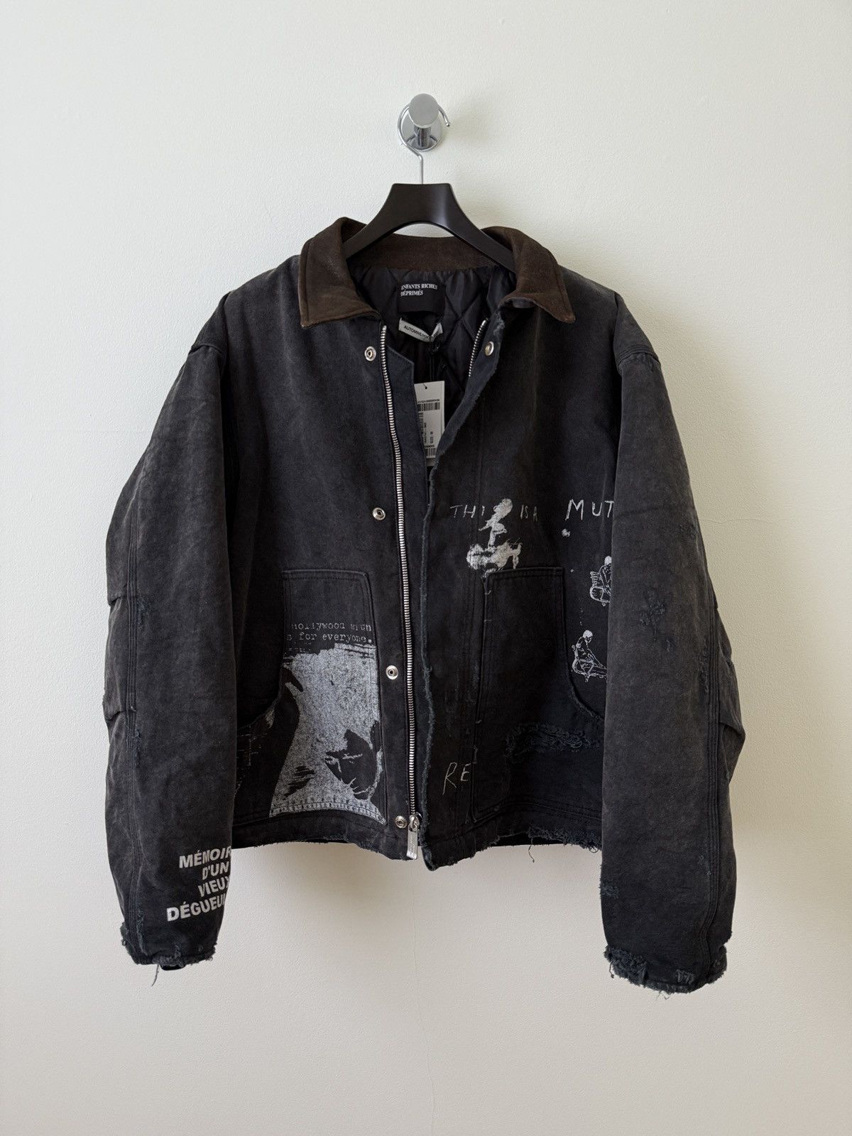 Enfants Riches Deprimes Distressed Leather Collar Graphic Work Jacket Size US M / EU 48-50 / 2 - 2 Thumbnail
