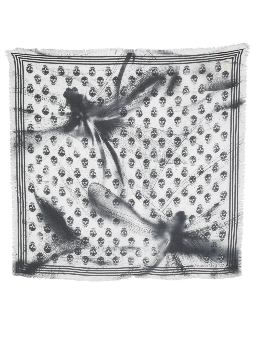 ALEXANDER MCQUEEN Dragonfly Biker white & black modal scarf