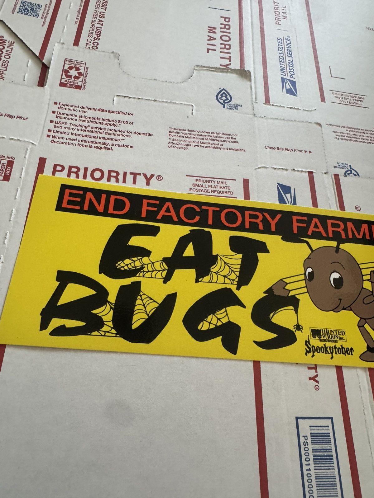 Online Ceramics Eat Bugs End Factory Farming Spooky 2021 Bumper Sticker Size ONE SIZE - 4 Thumbnail