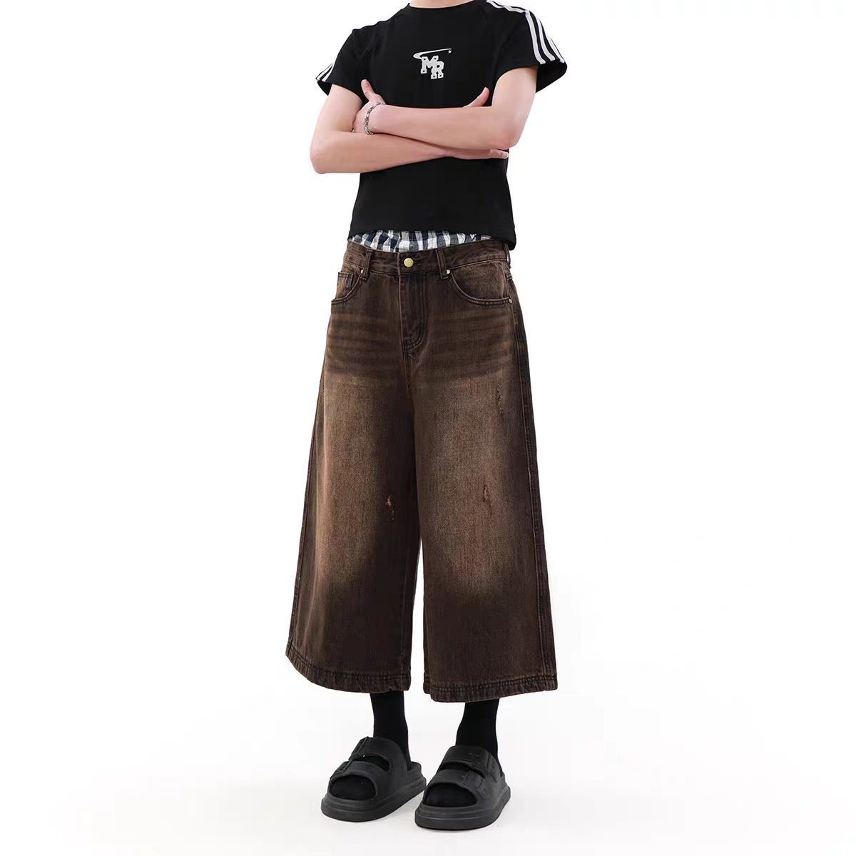 Japanese Brand × Vintage High Street Worn Rust Colour Washed Denim Shorts Size US 32 / EU 48 - 3 Thumbnail