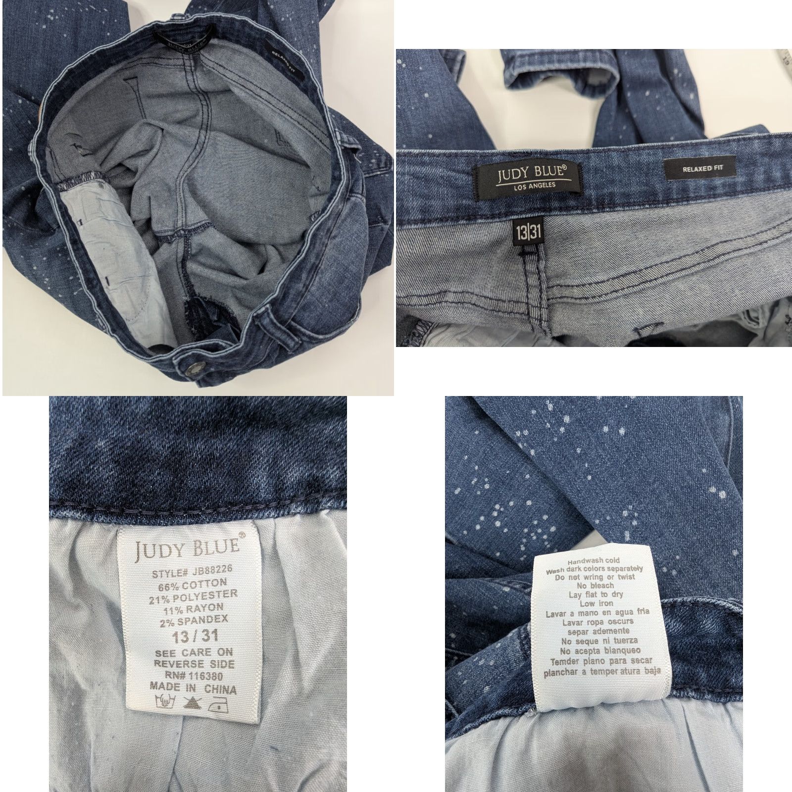 Vintage Judy Blue Jeans Women 13/31 Relaxed Fit Denim 5-Pocket Stretch Medium Wash Speckled JB88226 Size 34" / US 12 / IT 48 - 8 Thumbnail
