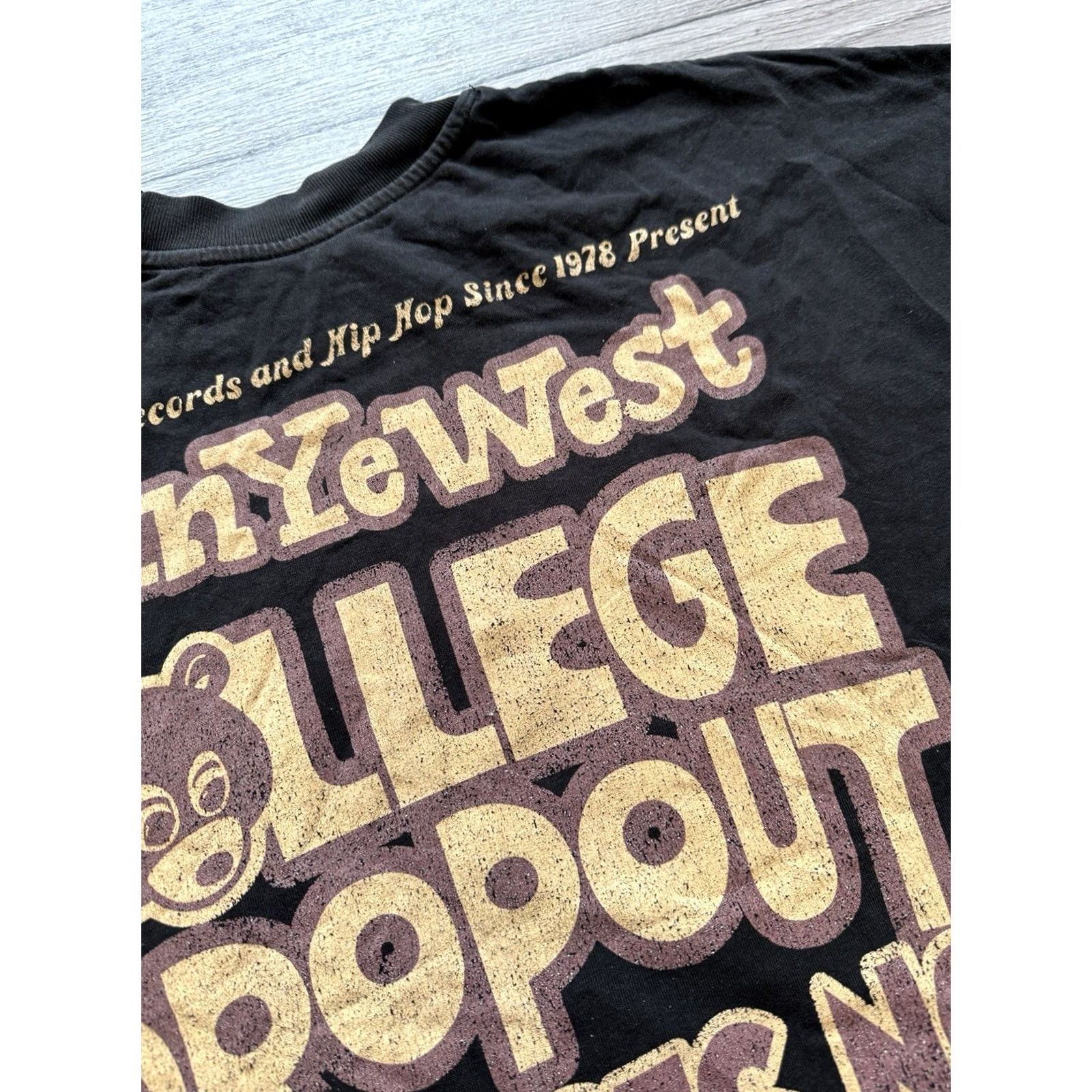 Vintage Greazy Tees Kanye West College Dropout Unisex T-Shirt S Black Short Sleeve Cotton Mens/Womens Size US S / EU 44-46 / 1 - 6 Thumbnail