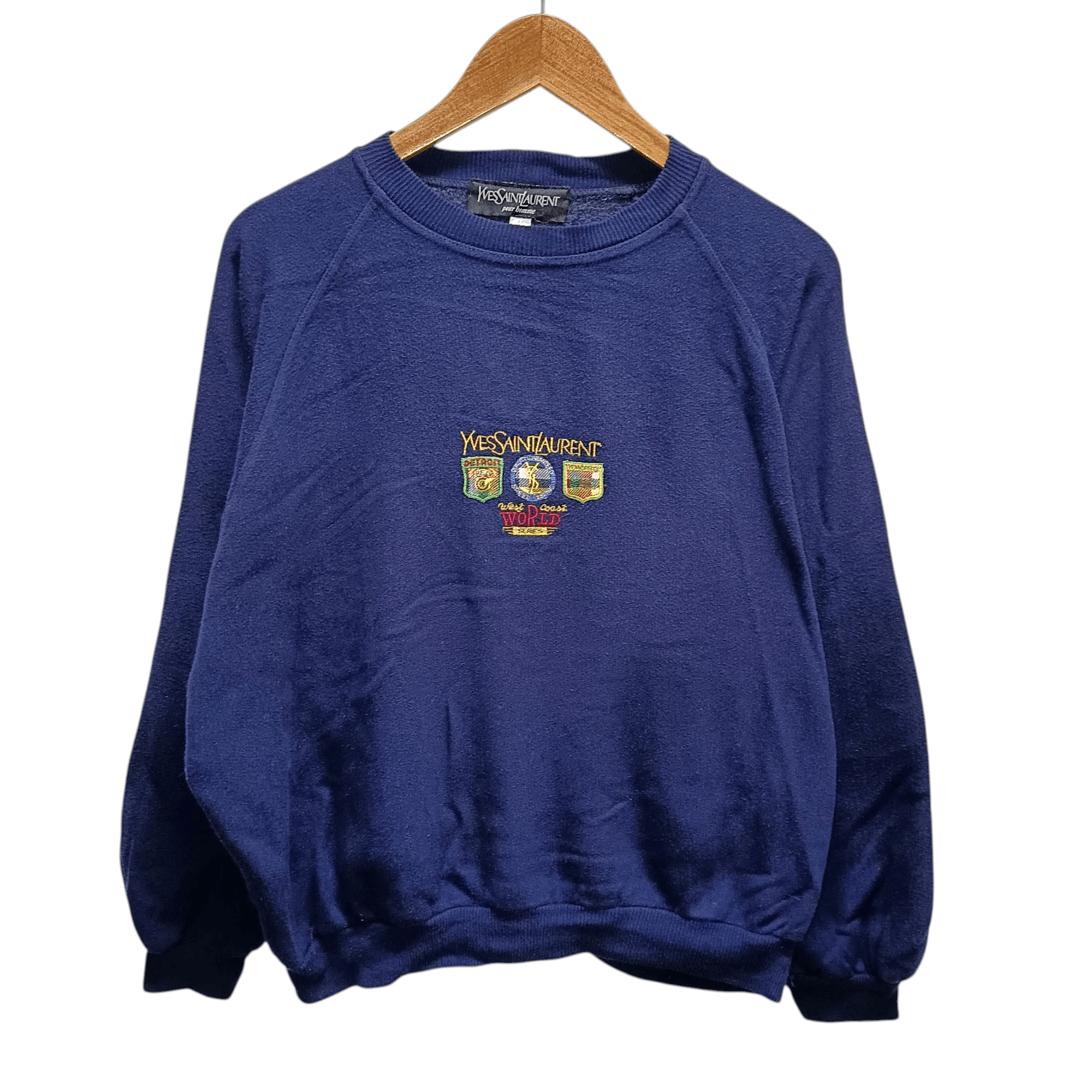 Yves Saint Laurent YSL YVES SAINT LAUREN DARK BLUE EMBROIDERY SWEATSHIRT 🔥 Size US M / EU 48-50 / 2 - 1 Thumbnail