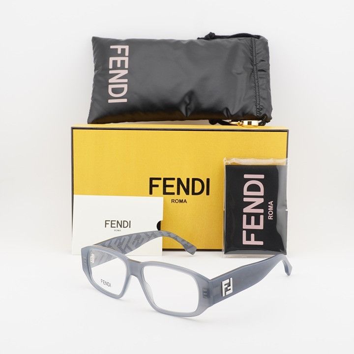 Fendi Fendi FE50115I 020 Eyeglasses Glossy Grey 54mm Rectangle Size ONE SIZE - 8 Thumbnail