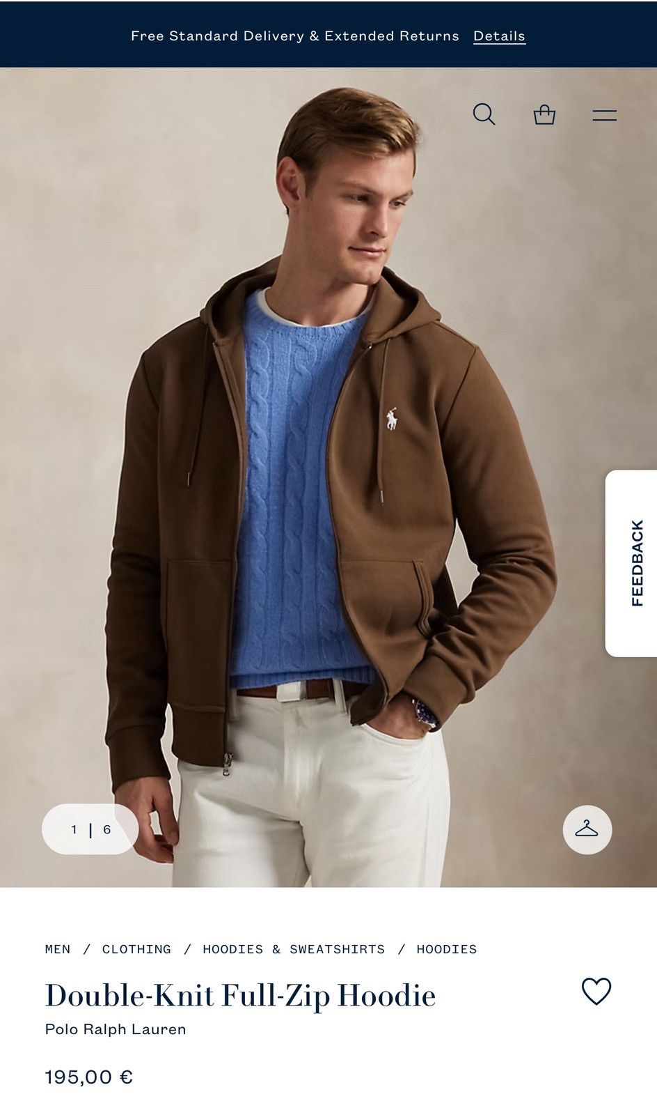 Polo Ralph Lauren 🇺🇸 NWT❗️Polo Ralph Lauren Double Knit Full Zip Hoodie Brown Size US M / EU 48-50 / 2 - 3 Thumbnail