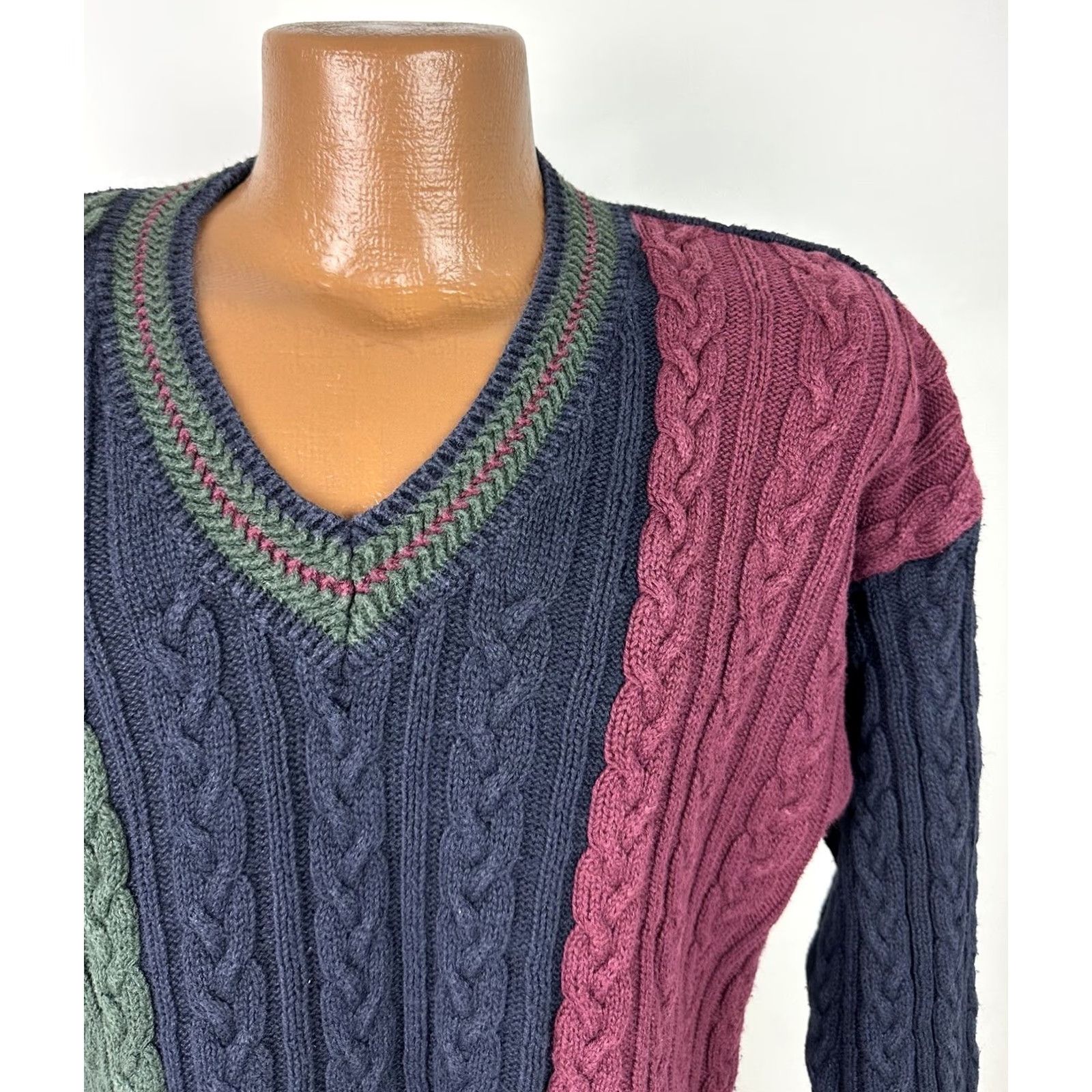 Roundtree & Yorke VINTAGE Roundtree & Yorke Sweater Mens M Cable-Knit Pullover Navy Blue 90s Bohemian Grunge Retro 80s Casual Mens Size US M / EU 48-50 / 2 - 3 Thumbnail