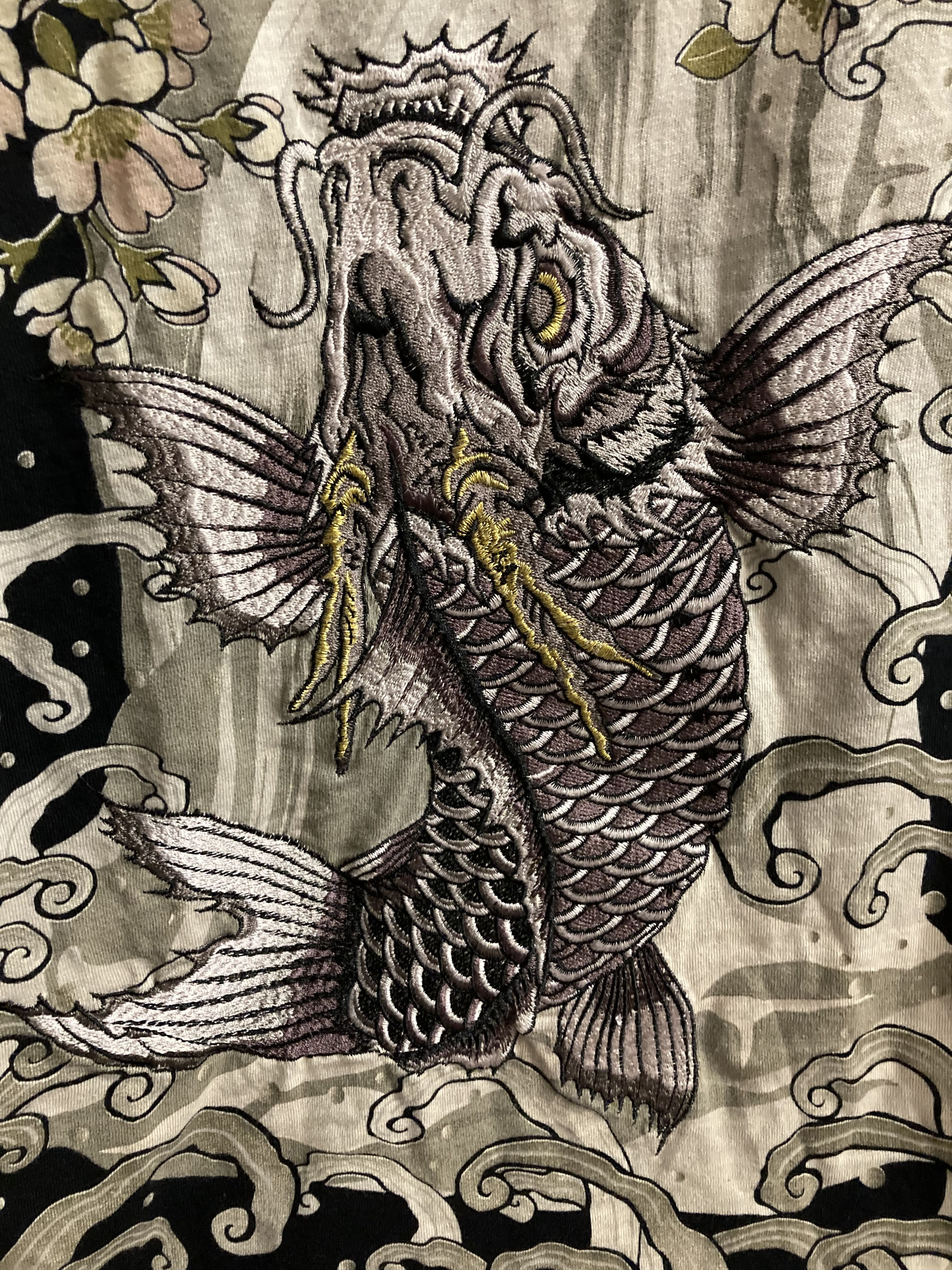 Japanese Brand Japanese Patern Embroidery carp Koi Fish Flower Nagaya .Tee Size US M / EU 48-50 / 2 - 6 Thumbnail