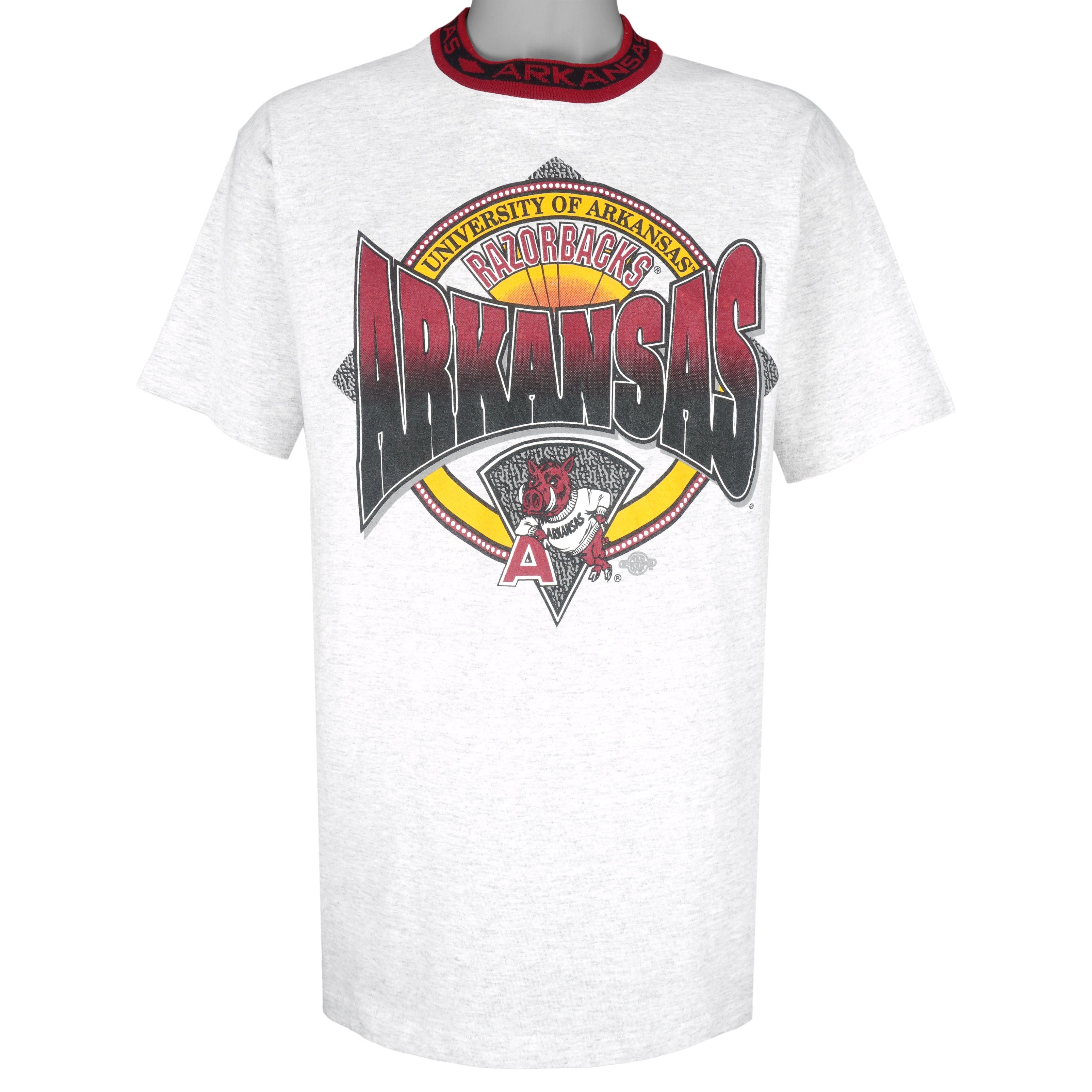 NCAA (Red Oak) - Arkansas Razorbacks Single Stitch T-Shirt 1990s Size US L / EU 52-54 / 3 - 1 Thumbnail
