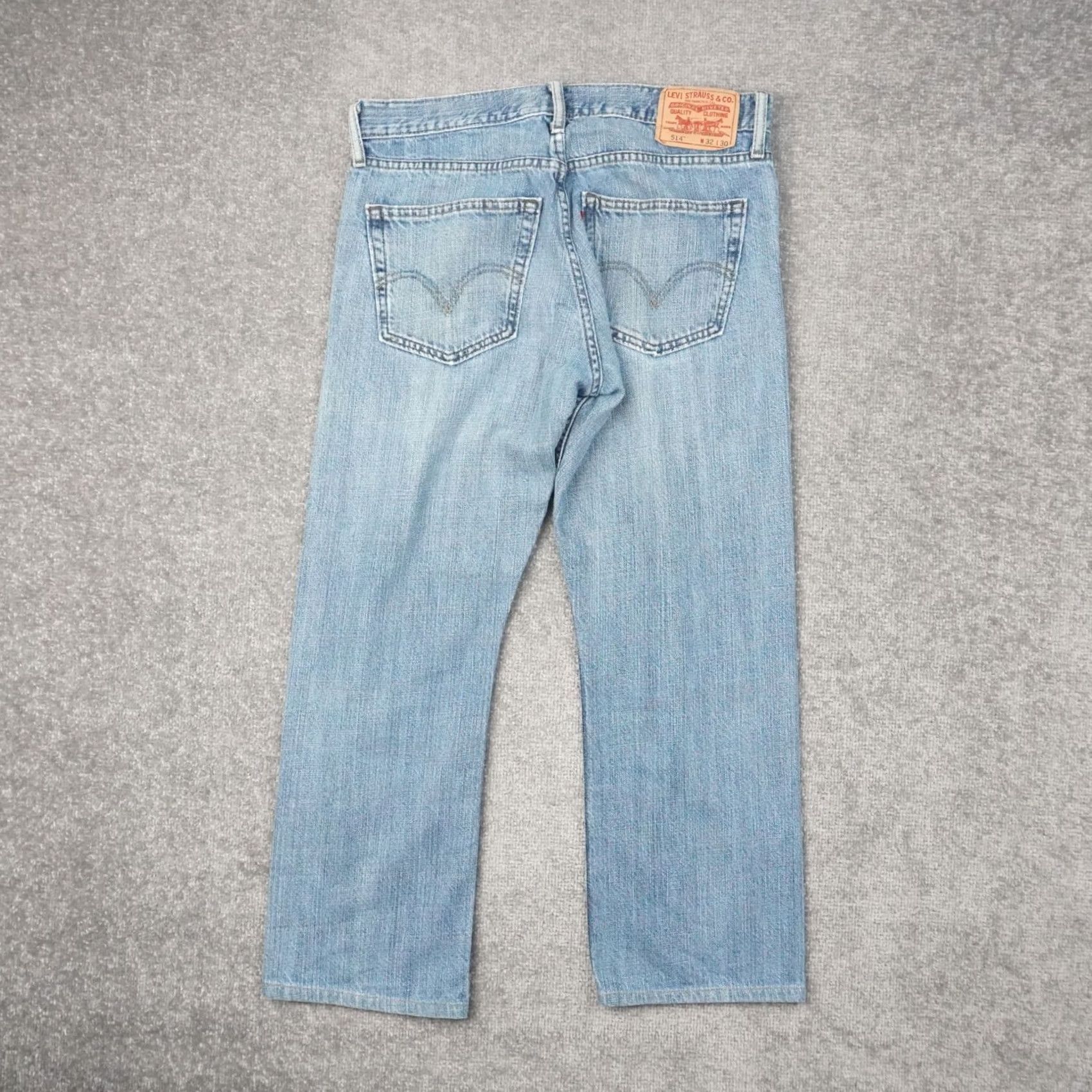 Levi's Levi's 514 Slim Straight Mens 32x28 Light Wash Blue Denim Jeans Size US 32 / EU 48 - 2 Thumbnail