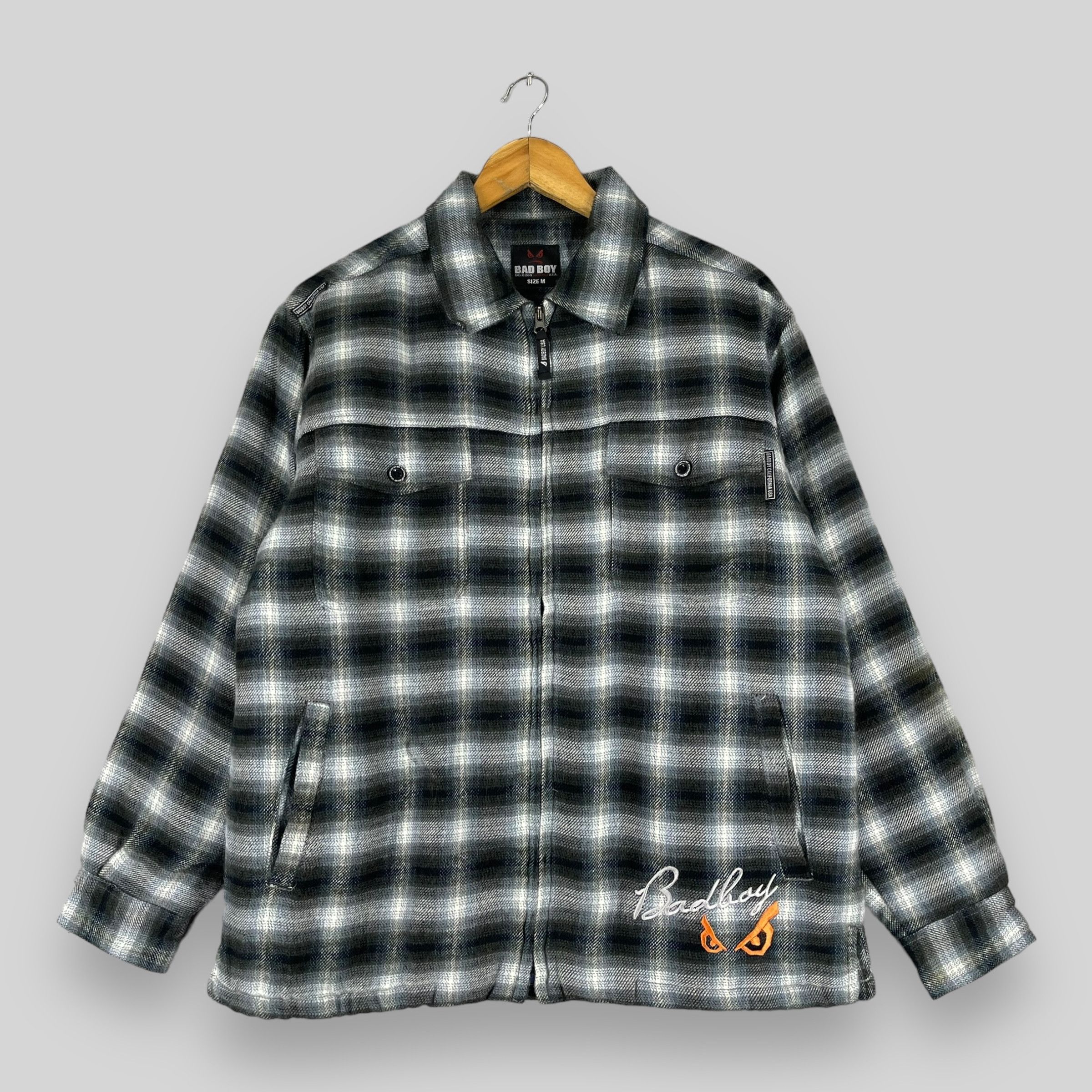 Japanese Brand Vintage BAD BOY Sherpa Blanket Lined Checkered Jacket Size US M / EU 48-50 / 2 - 1 Thumbnail