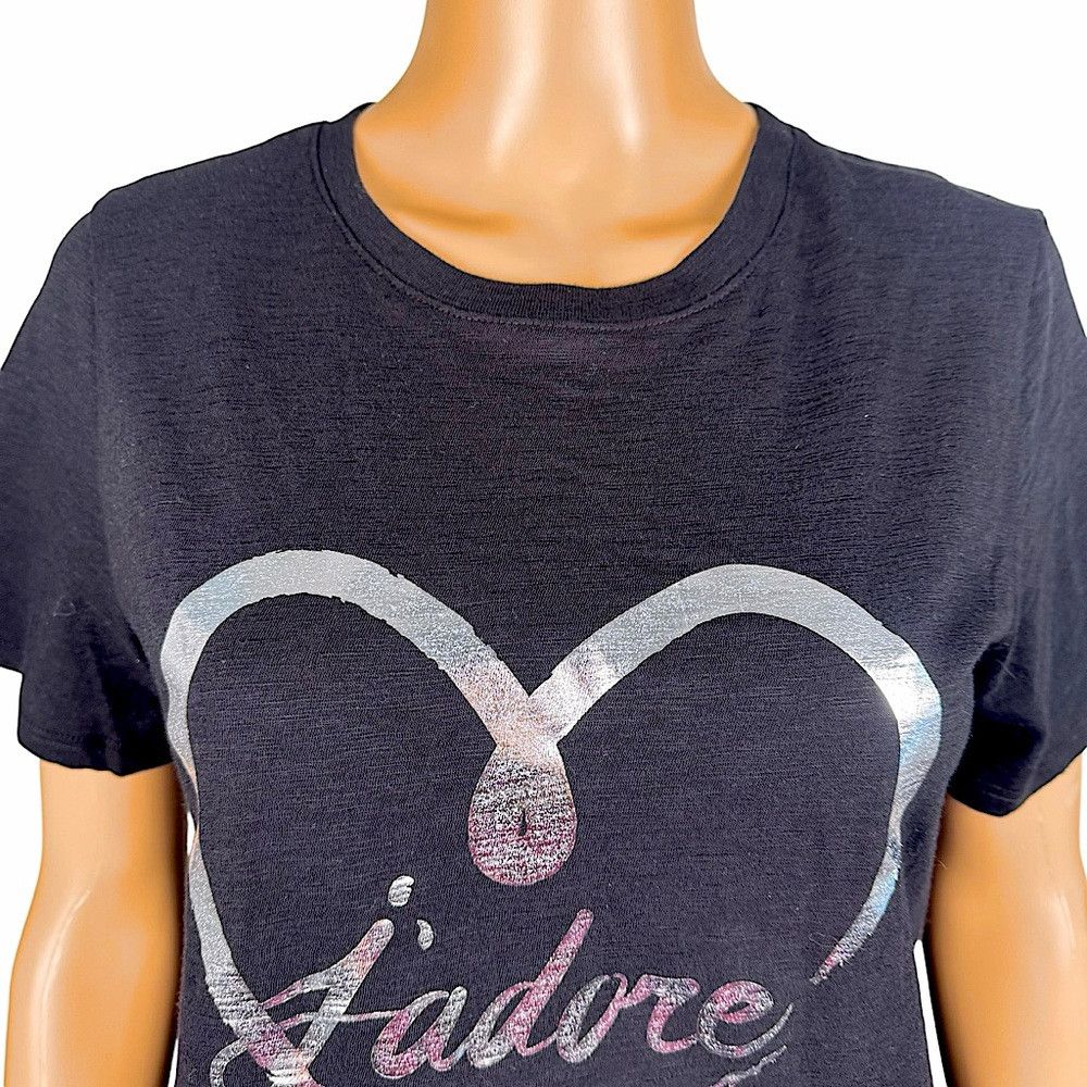 Cinq a Sept NWT New $115 Cinq á Sept Black Tee Foiled Jadore Heart Tee Size S / US 4 / IT 40 - 3 Thumbnail